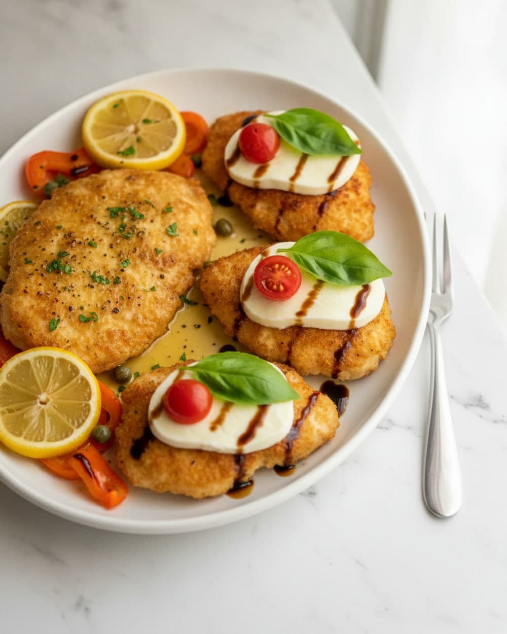 15-Minute Lemon Pepper Skillet and Caprese Cutlets