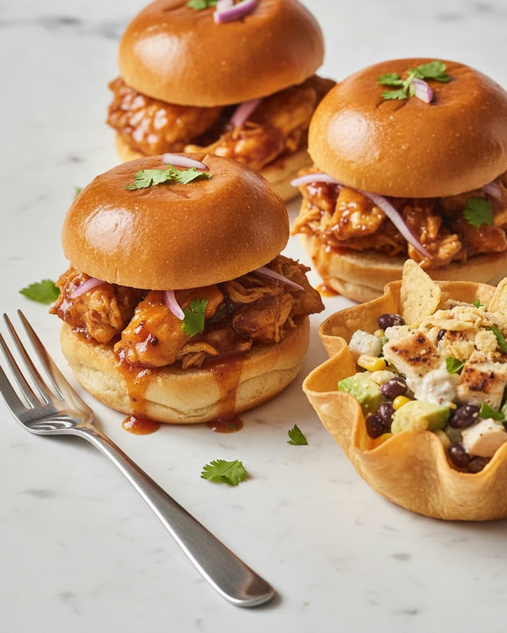 35-Minute Chicken Sliders and Chicken Taco Salad