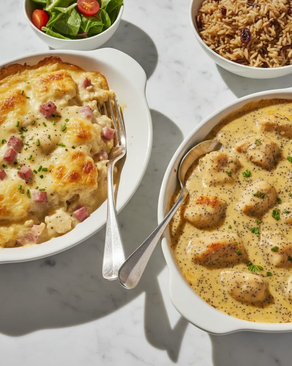 55-Minute Cordon Bleu and Poppyseed Chicken Casseroles