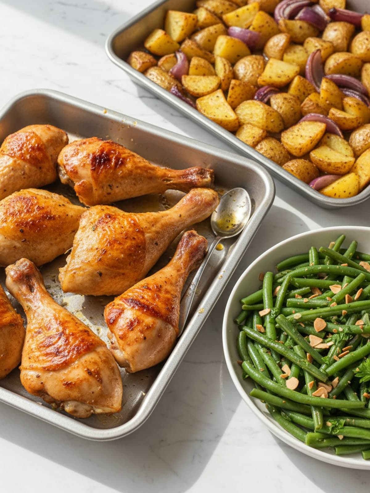Baked Chicken Legs in the Oven with Paprika Skin: Season the potatoes