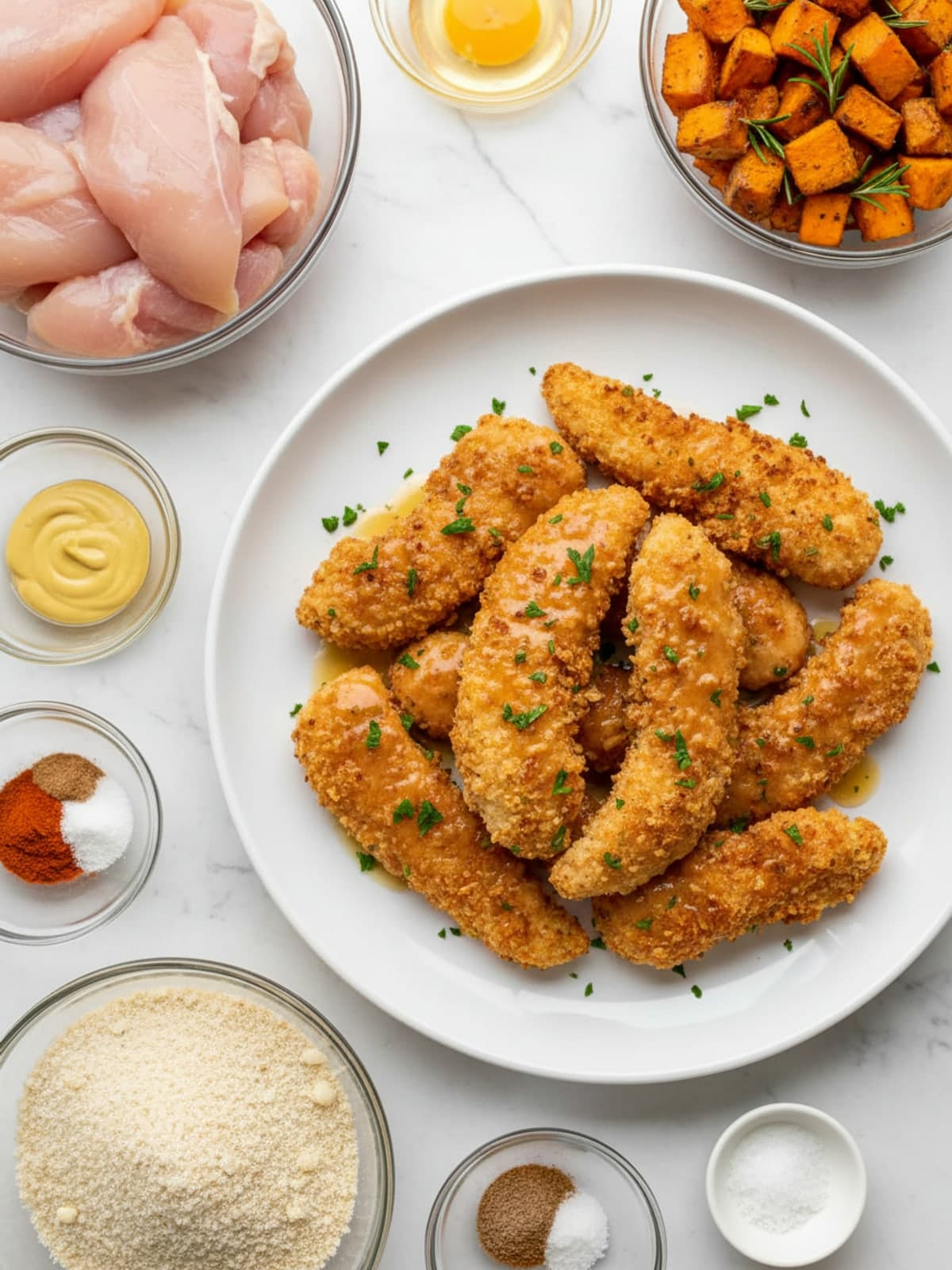 Ingredients for Baked Chicken Tenders with Crisp Panko