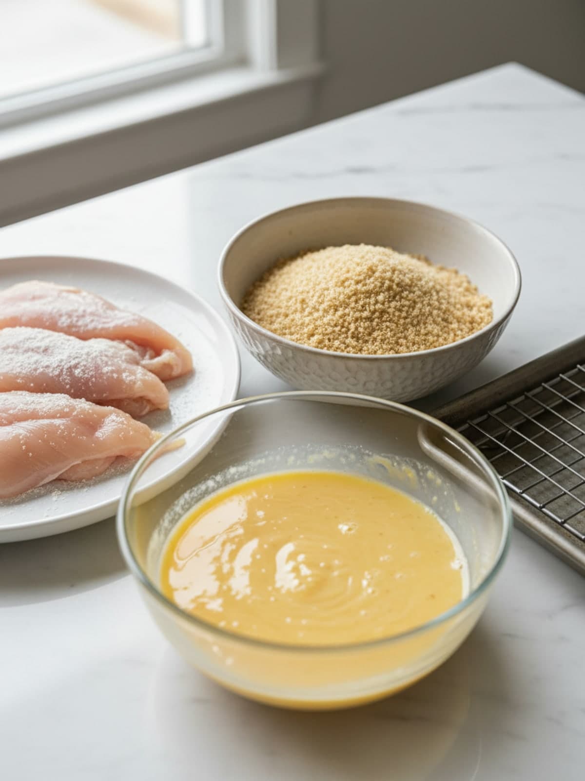 Baked Chicken Tenders with Crisp Panko: Make the wash