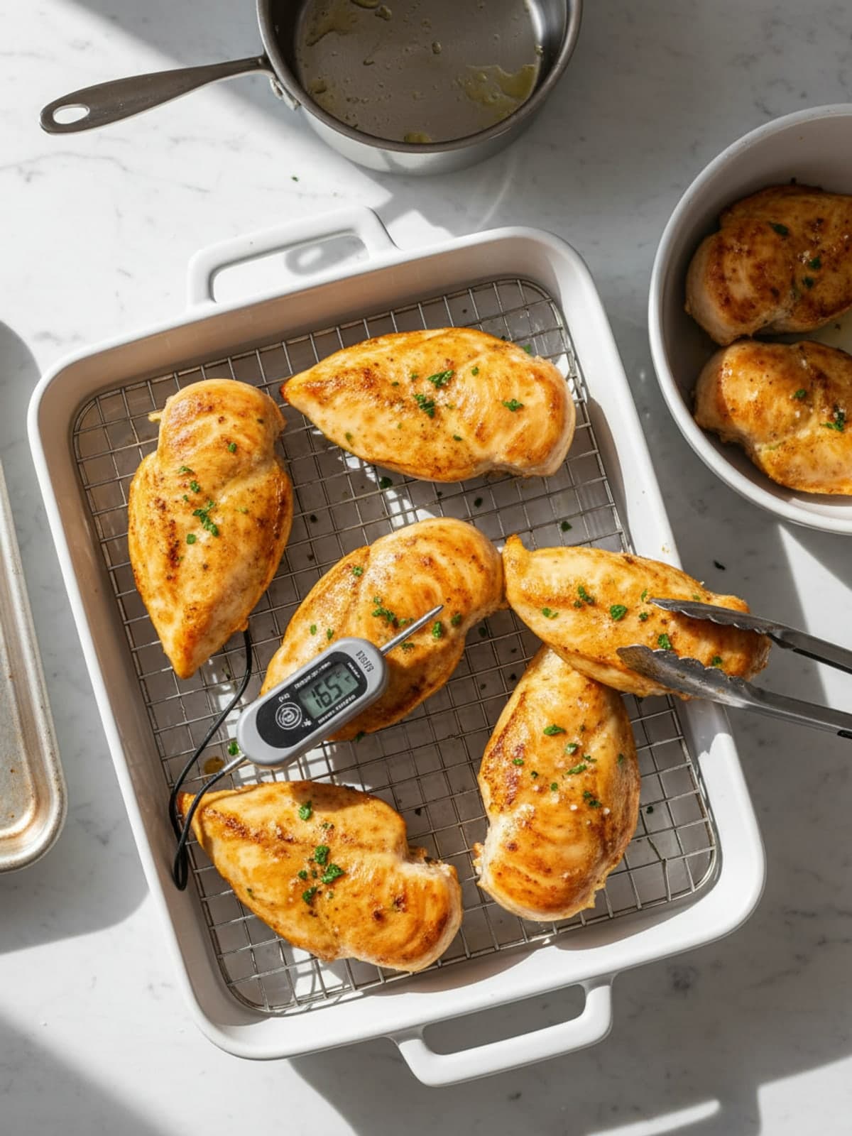 20-Minute Baked Chicken Breasts: Bake for 10 minutes
