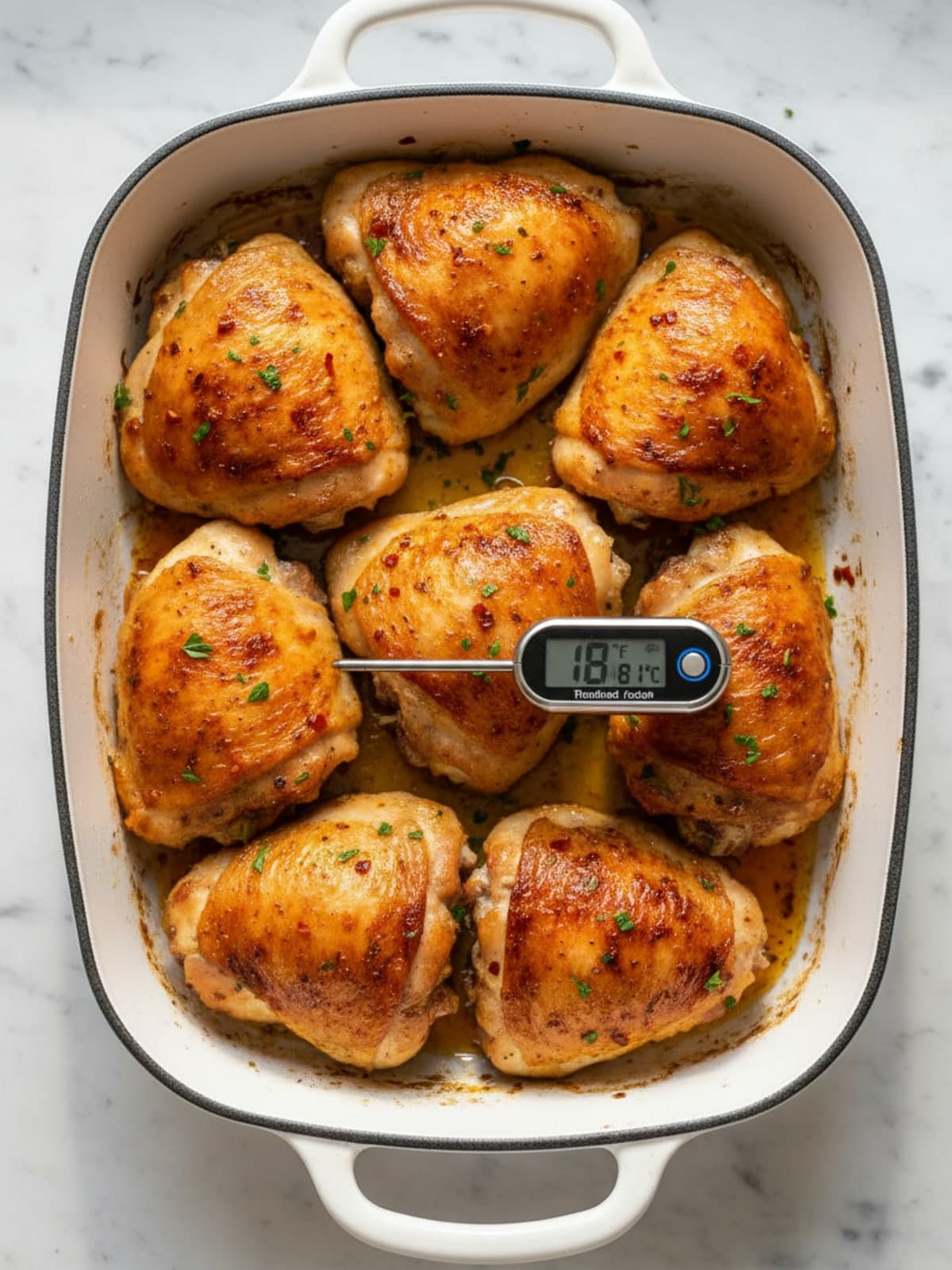 Crisp Paprika Baked Chicken Thighs: Roast to a deep golden finish