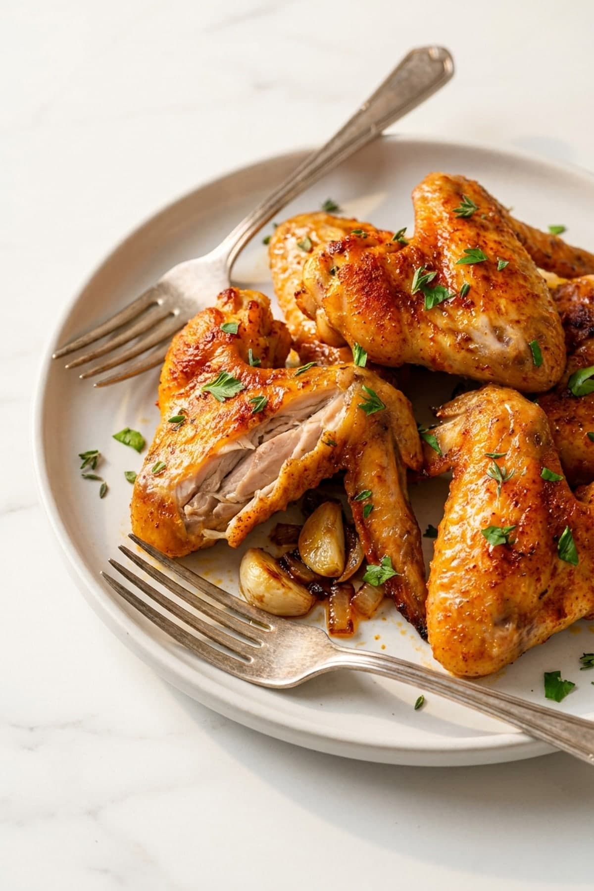 Baked Chicken Wings with Crisp Paprika Skin ready to serve