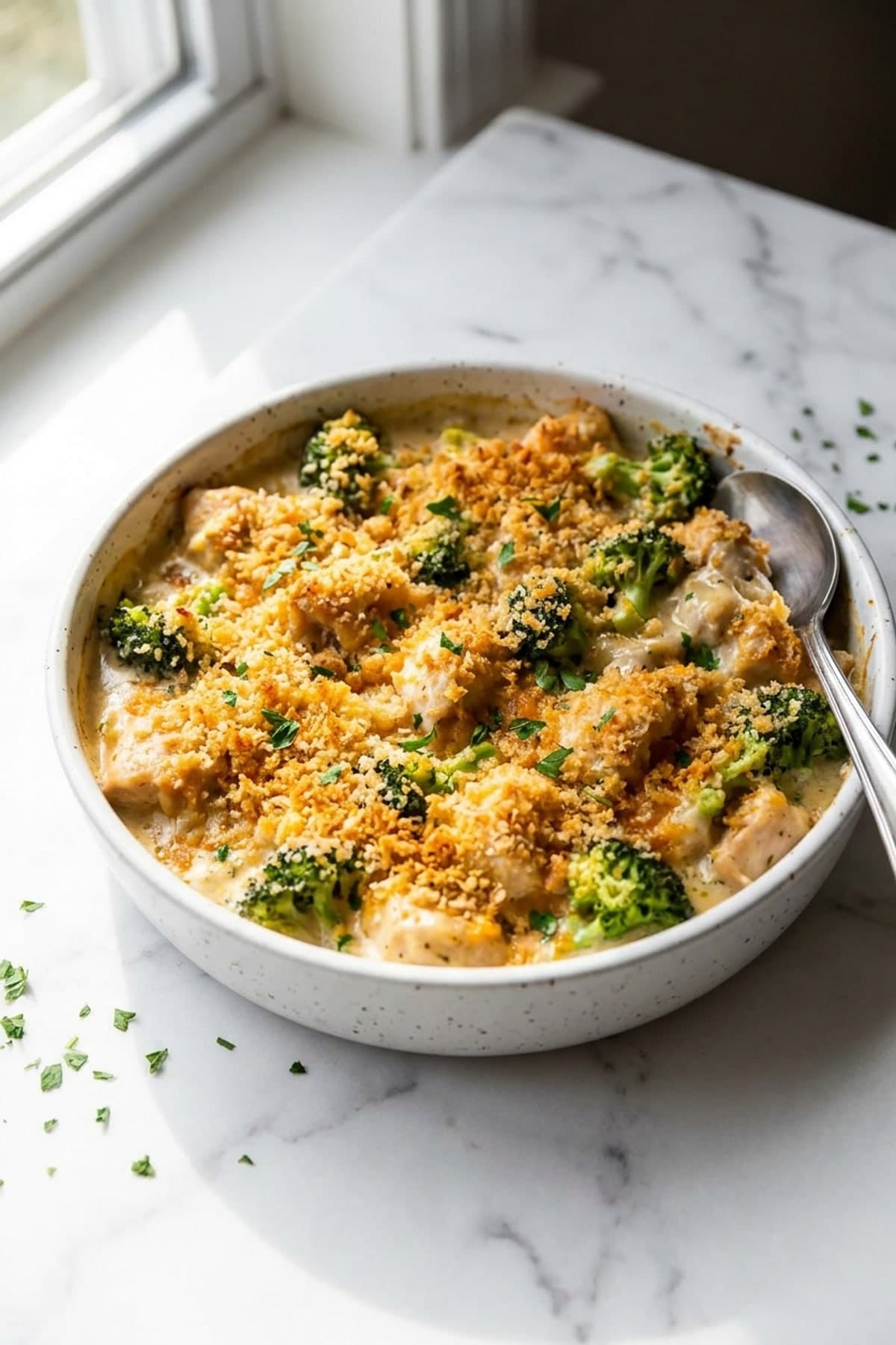 Chicken Broccoli Casserole with Cheddar Crumb Topping