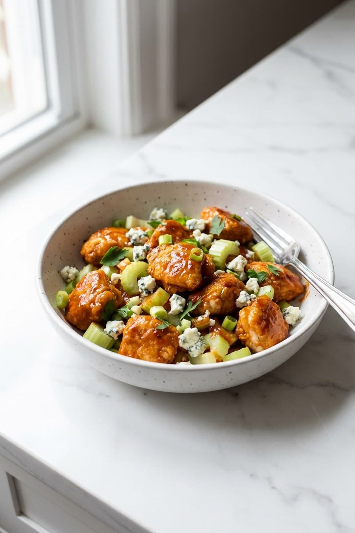 Buffalo Chicken Salad with Celery and Blue Cheese