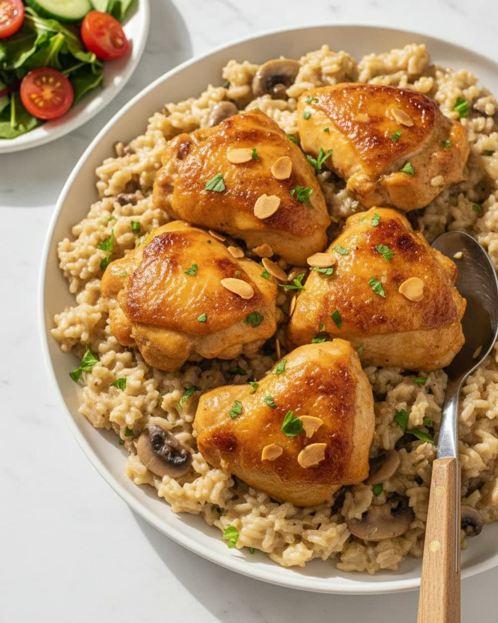 65-Minute Chicken Mushroom Rice Bake