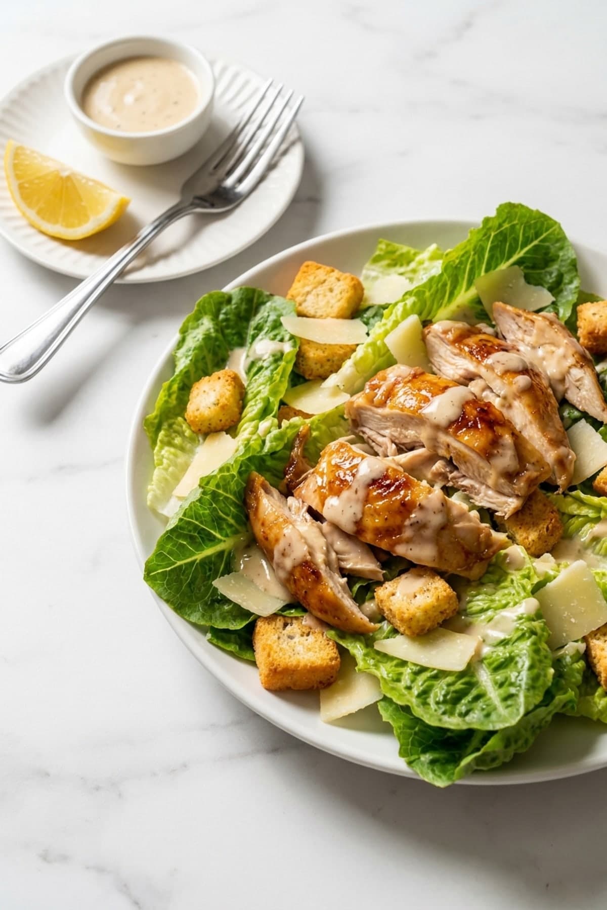 Chicken Caesar Salad with Rotisserie Chicken ready to serve