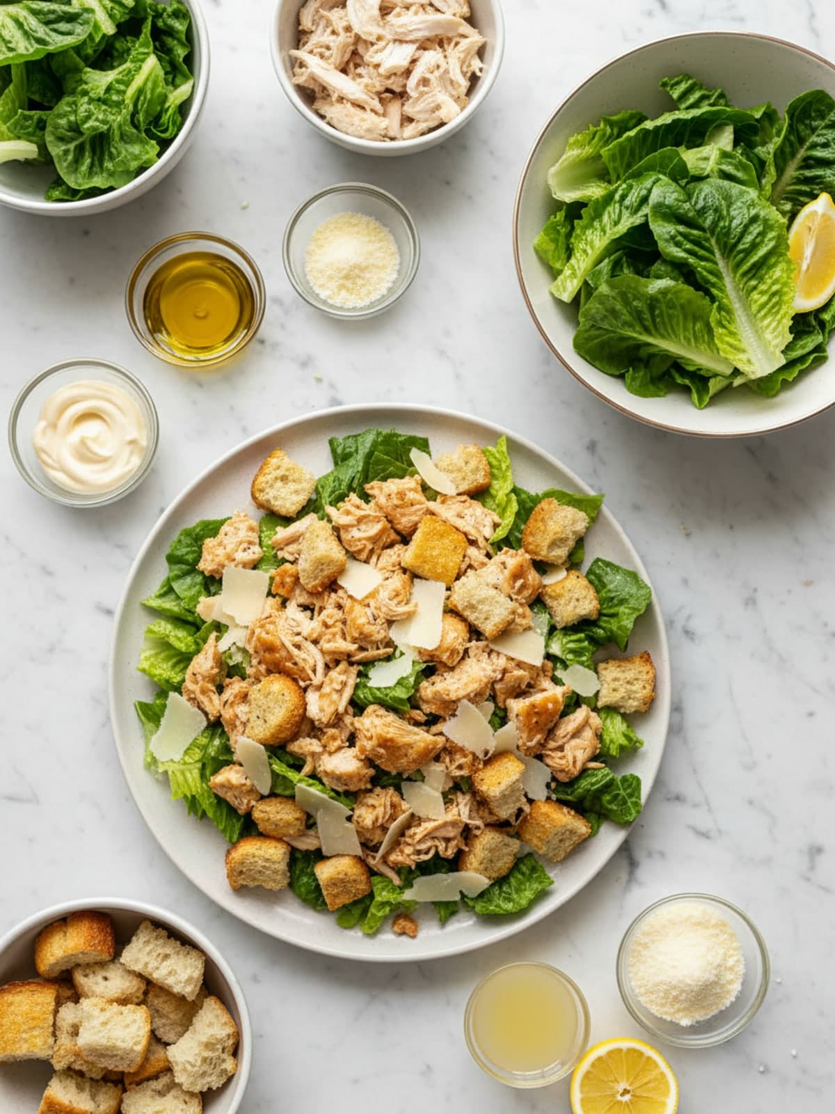 Ingredients for Chicken Caesar Salad with Rotisserie Chicken