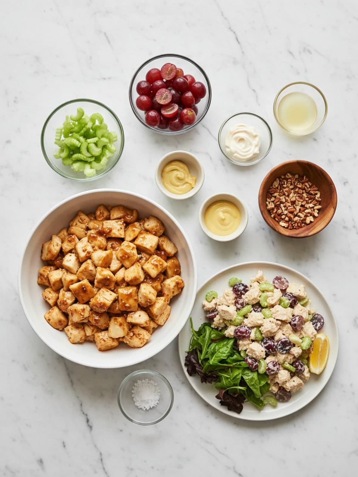 Ingredients for Chicken Salad Recipe with Grapes