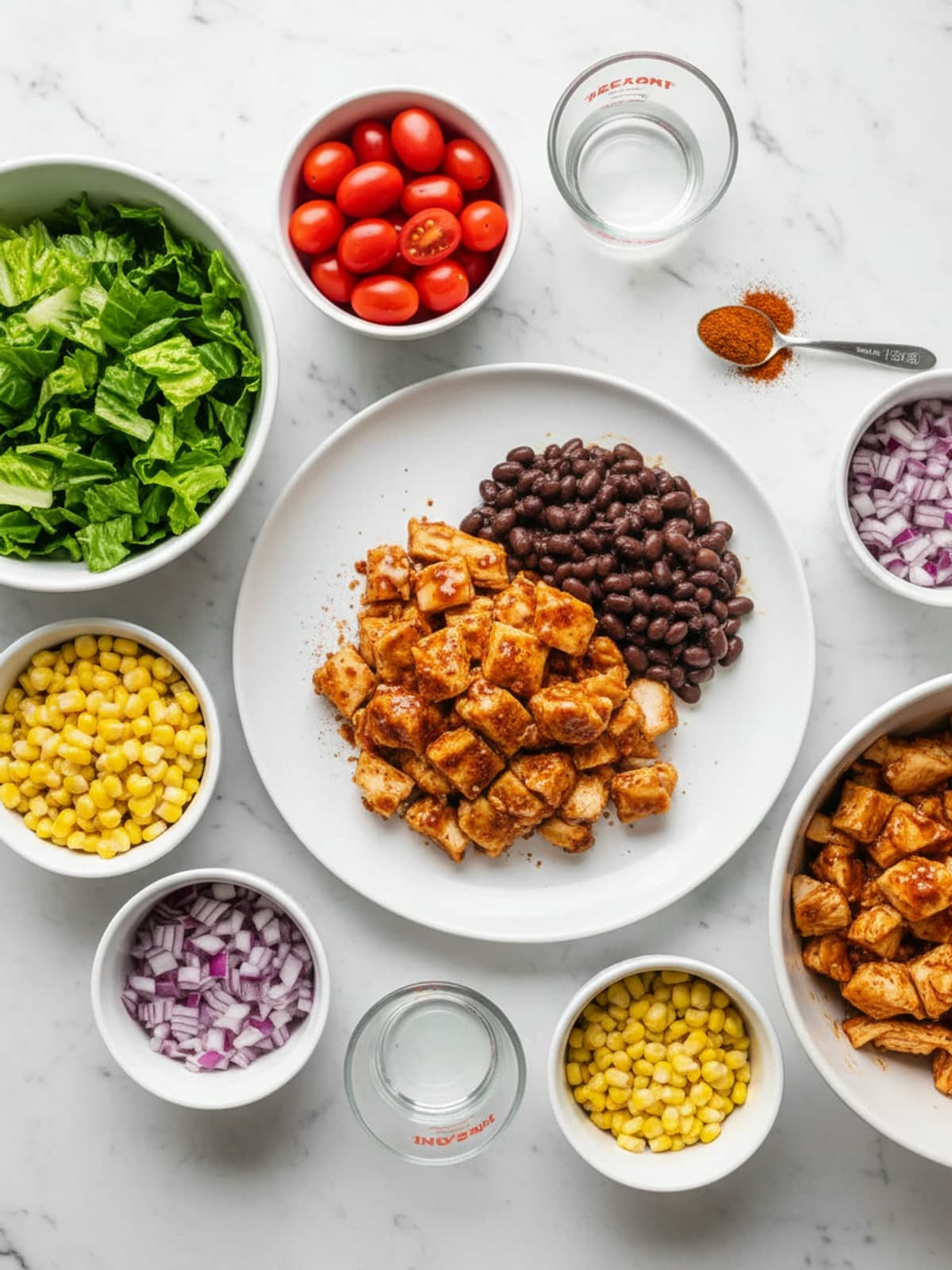 Ingredients for Chicken Taco Salad with Warm Beans