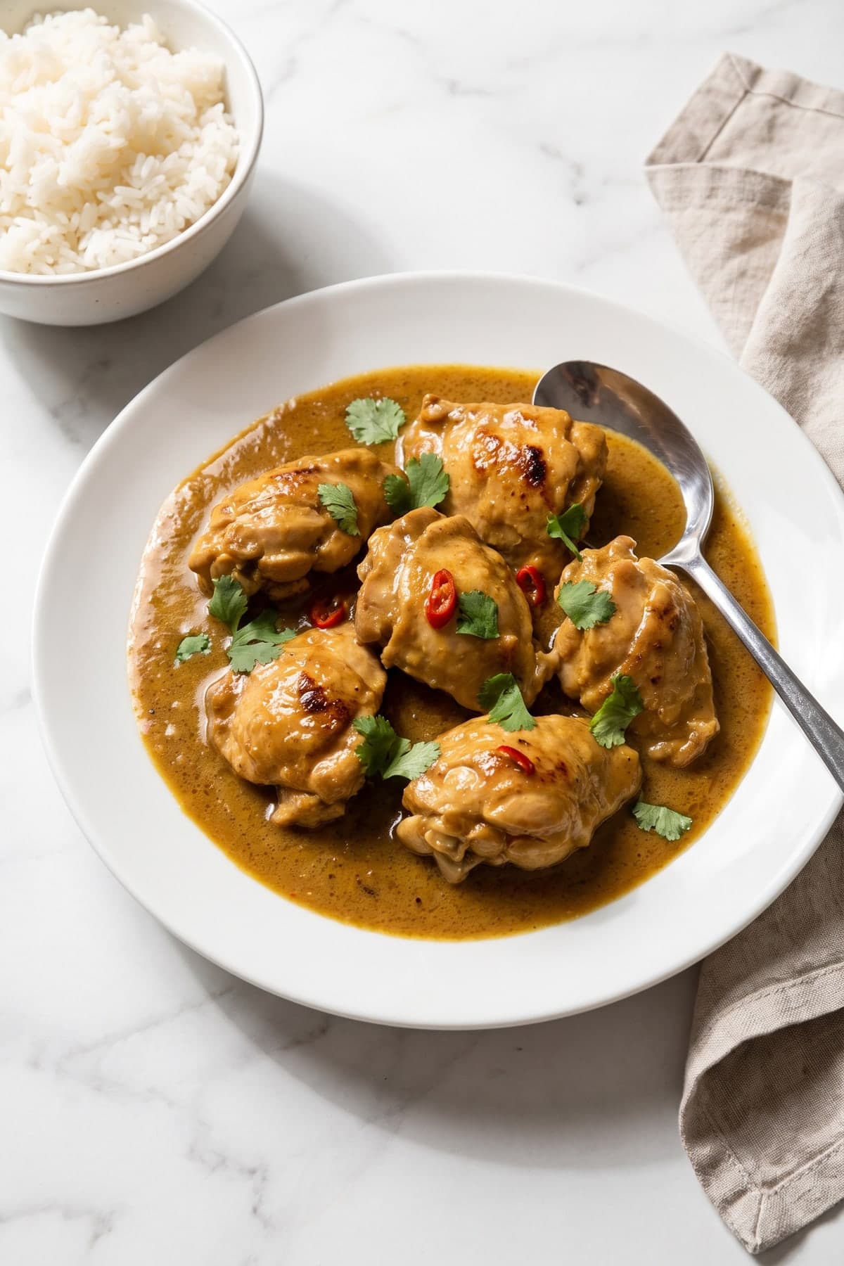 One-Pan Coconut Milk Chicken Curry ready to serve