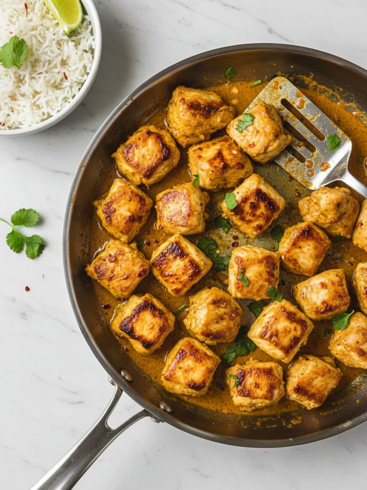 One-Pan Coconut Milk Chicken Curry: Sear the chicken