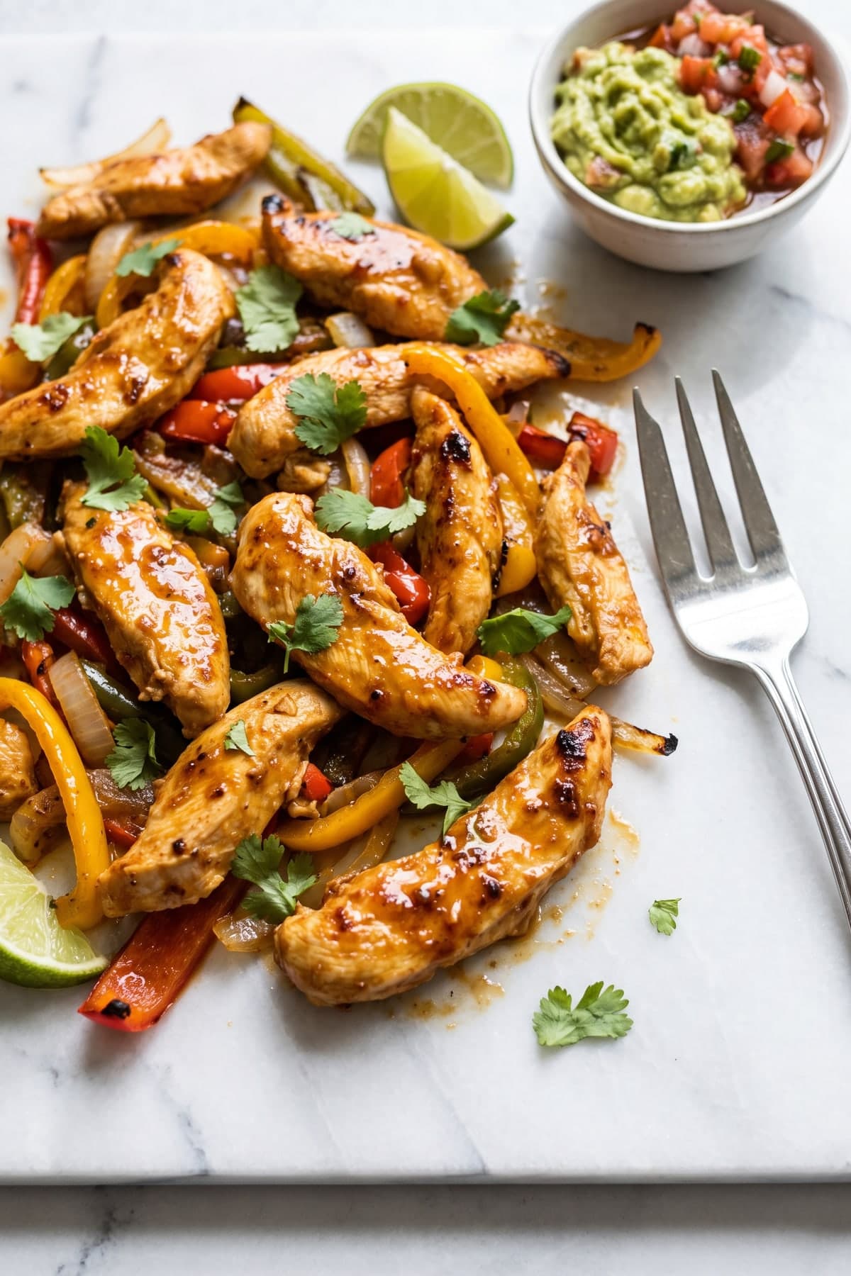 Gluten Free Chicken Fajitas on a Sheet Pan ready to serve