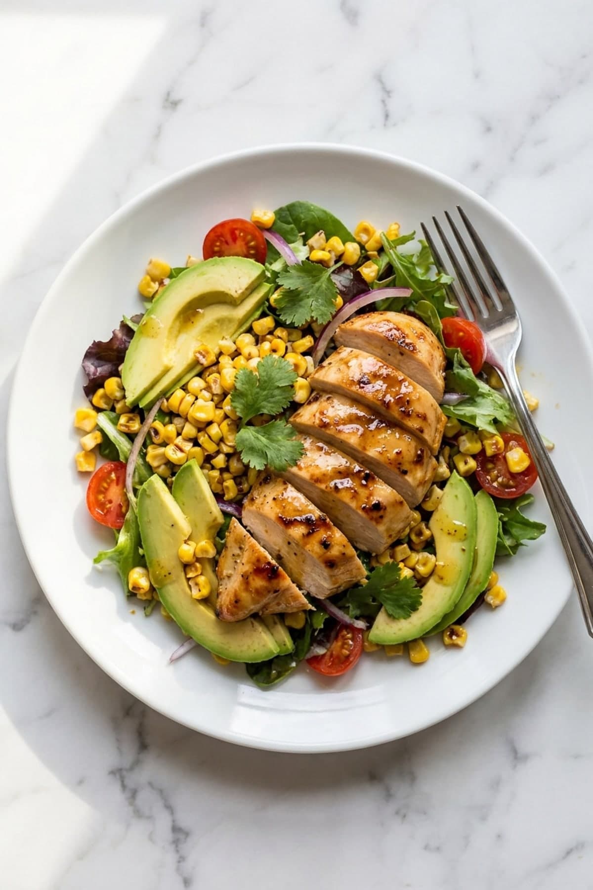 Grilled Chicken Salad with Corn and Avocado