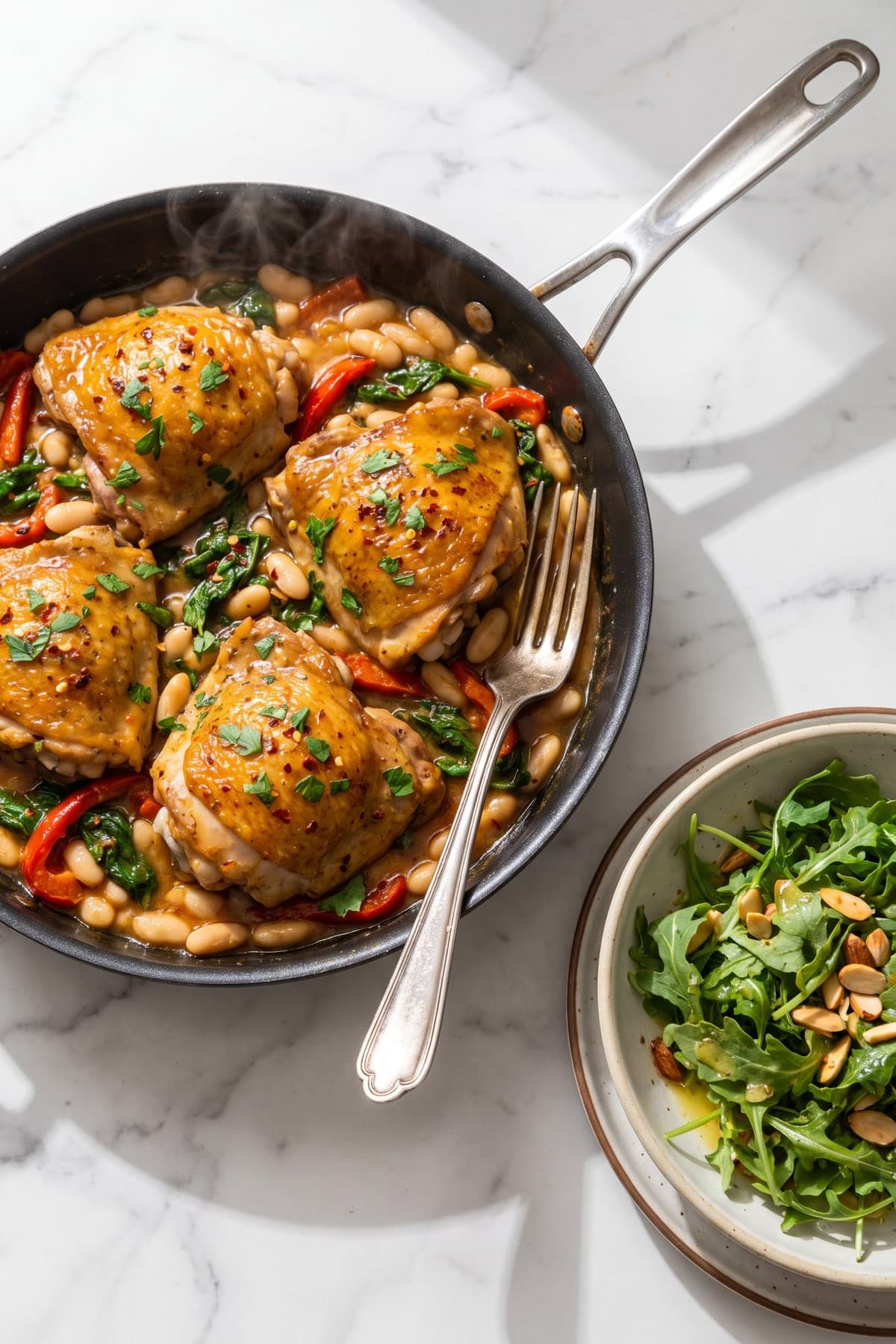 High Protein Chicken Skillet with White Beans