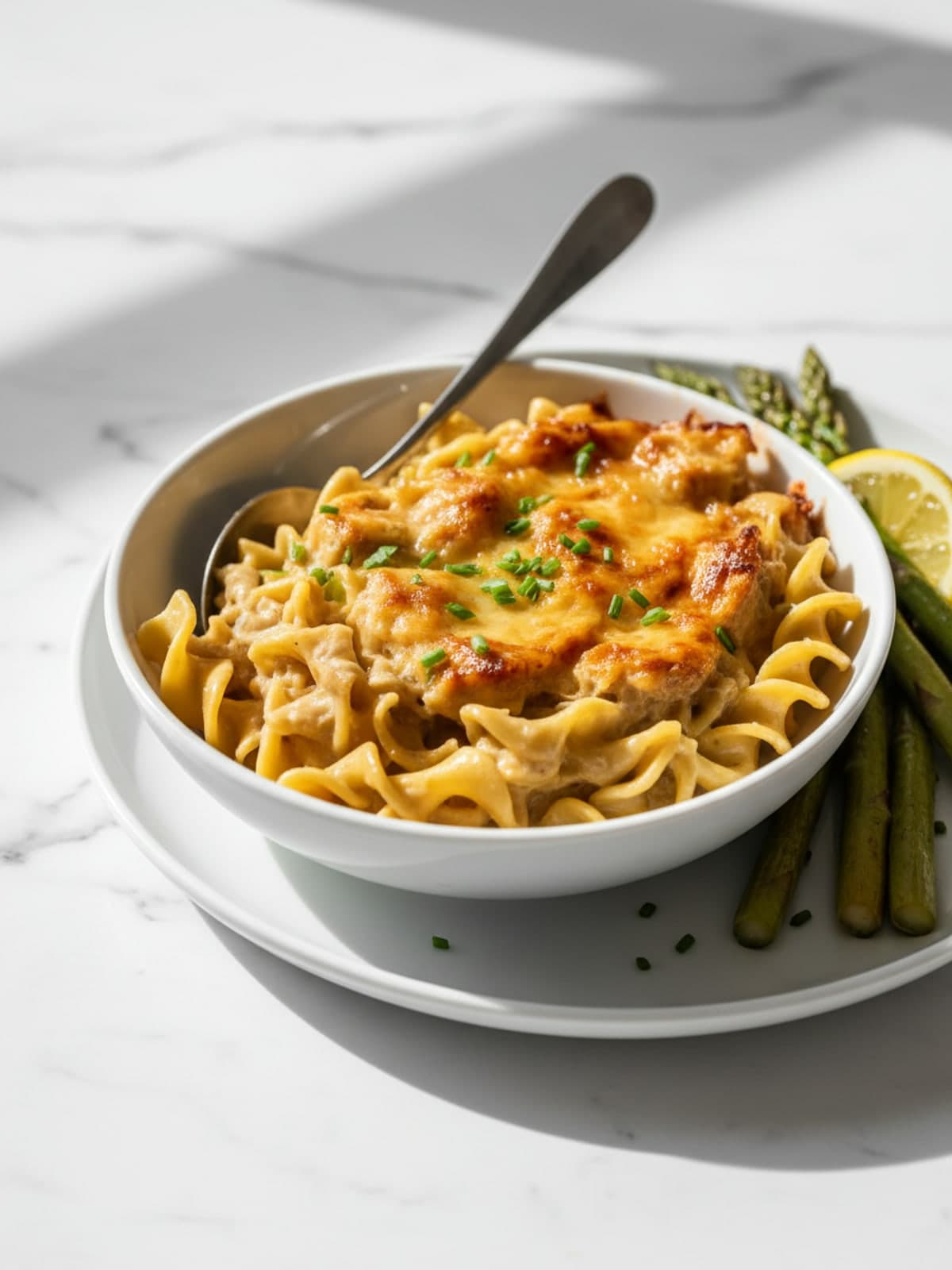 Million Dollar Chicken Casserole: Cook noodles