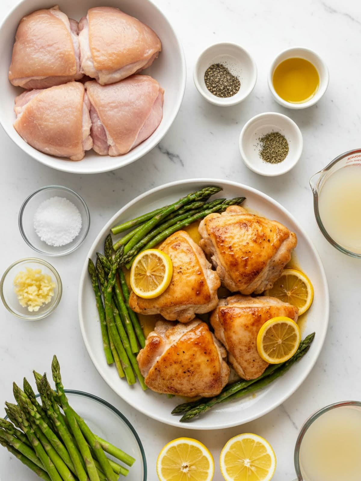 Ingredients for One Pan Lemon Chicken and Asparagus