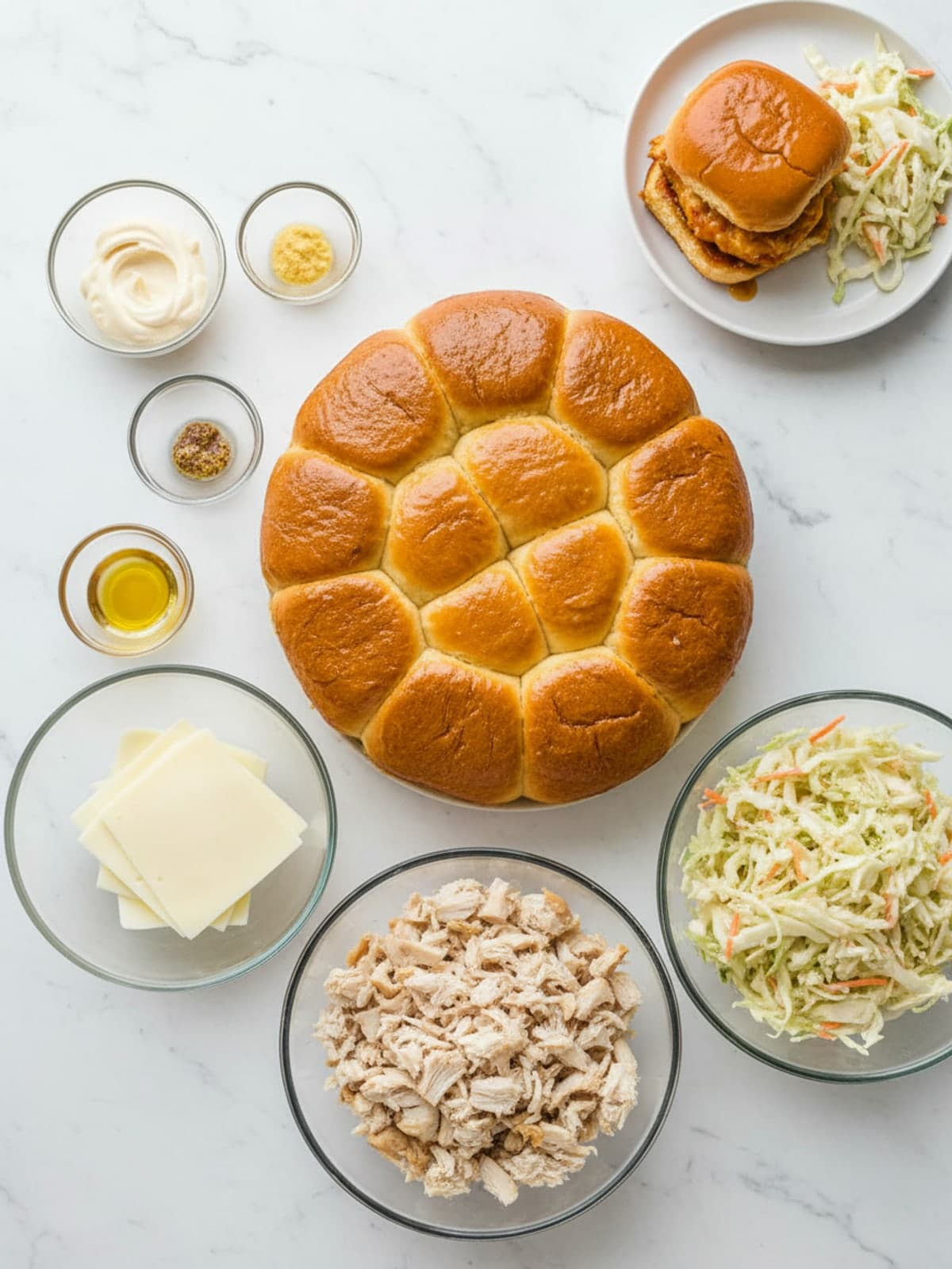Ingredients for One Pan Dinners Chicken Sliders with Tangy Slaw