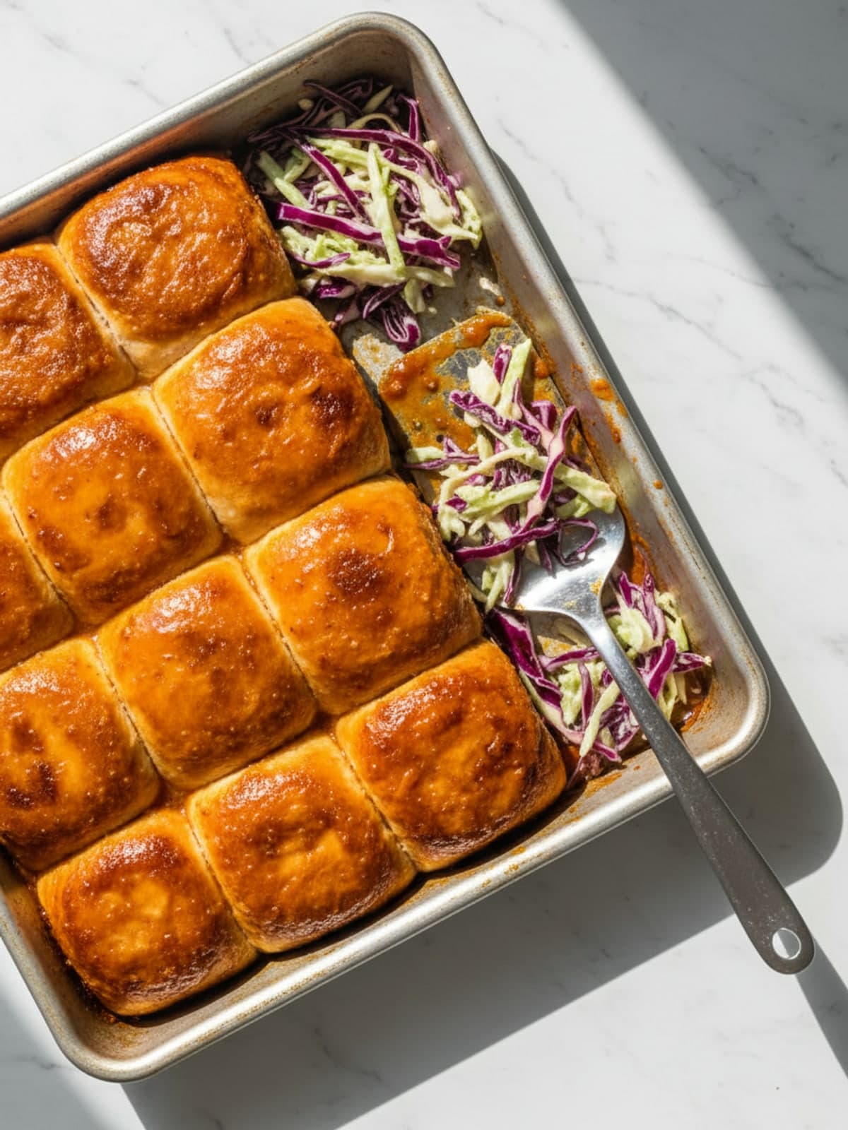 One Pan Dinners Chicken Sliders with Tangy Slaw: Heat the oven