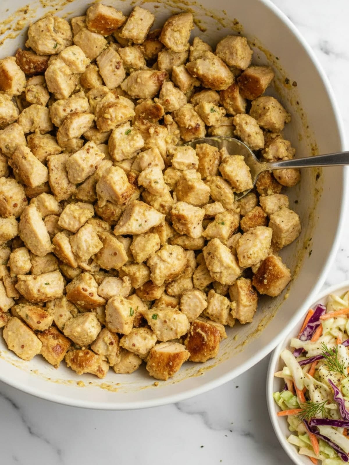 One Pan Dinners Chicken Sliders with Tangy Slaw: Mix the chicken