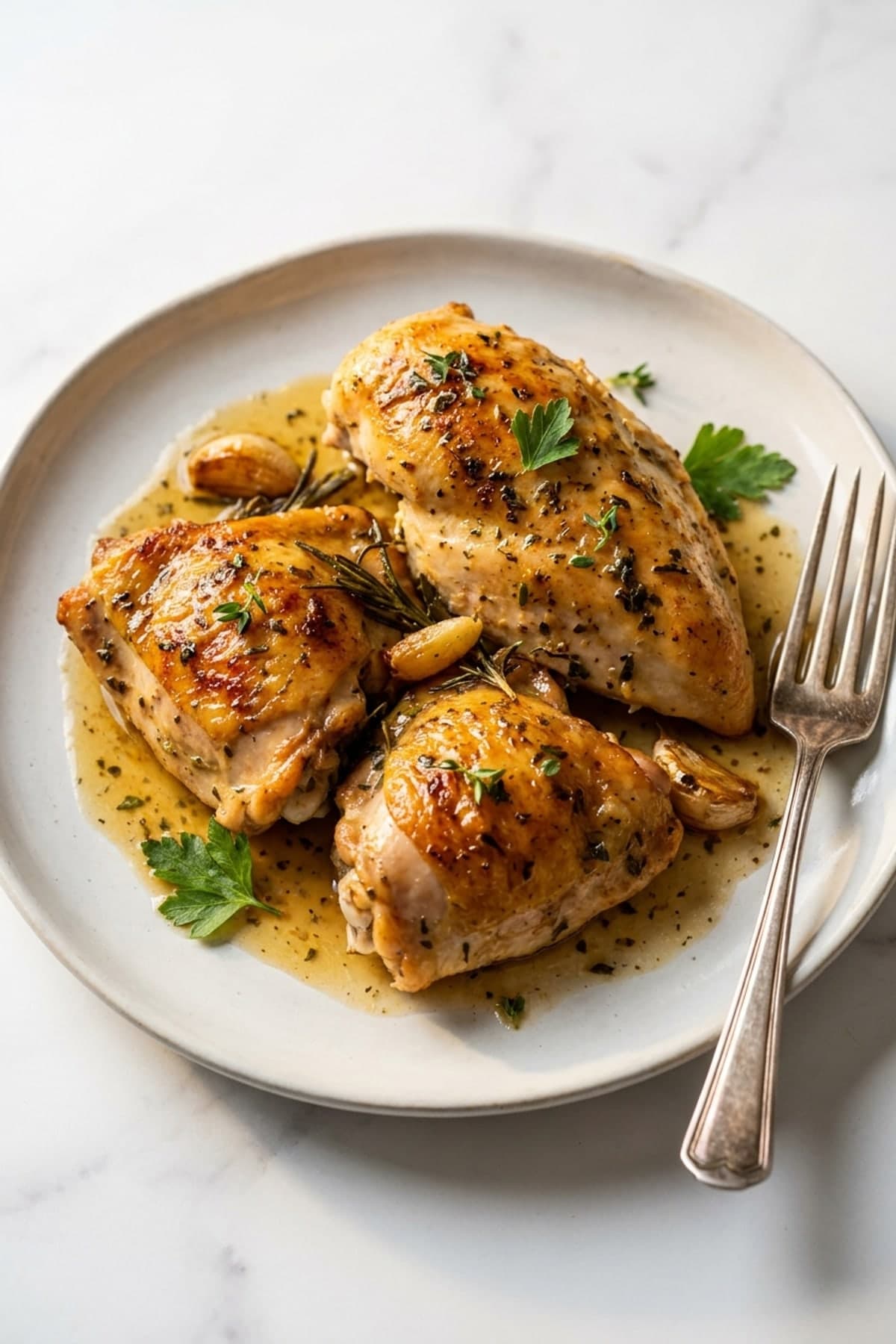 Garlic-Herb Oven Baked Chicken ready to serve
