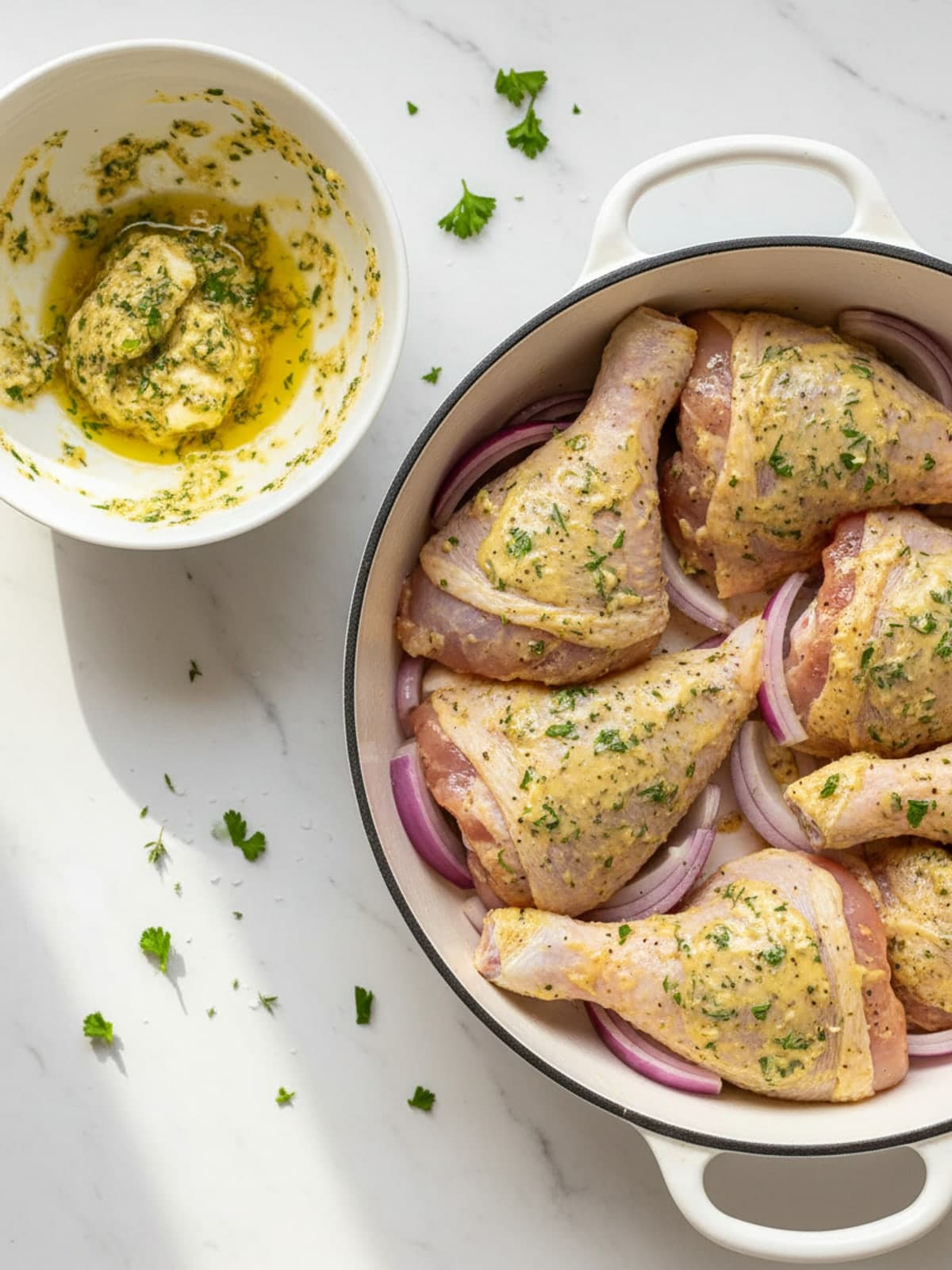 Garlic-Herb Oven Baked Chicken: Apply garlic-herb butter