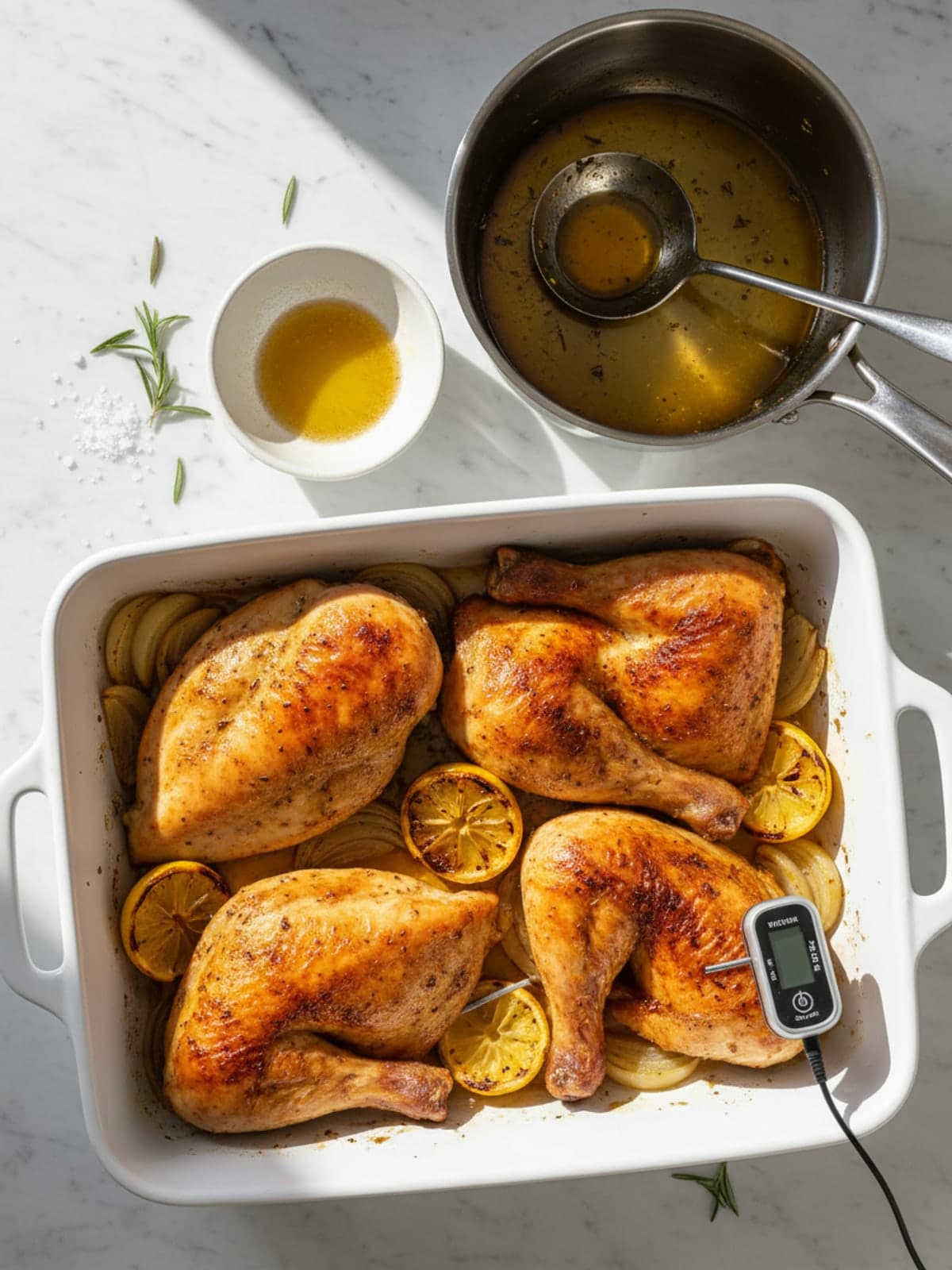 Garlic-Herb Oven Baked Chicken: Check each cut and rest