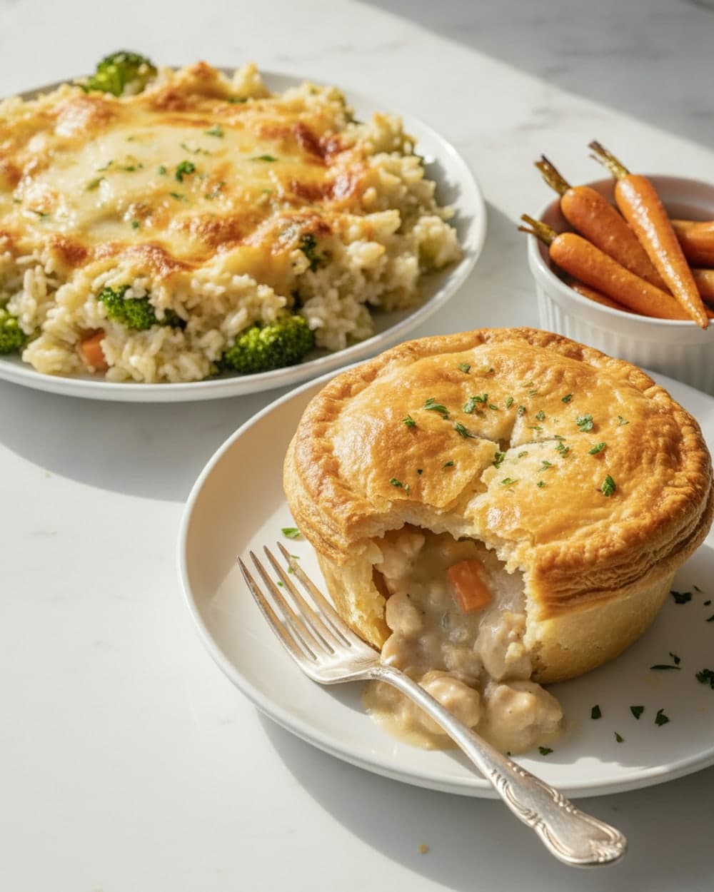 Broccoli Rice Bake and Pot Pie