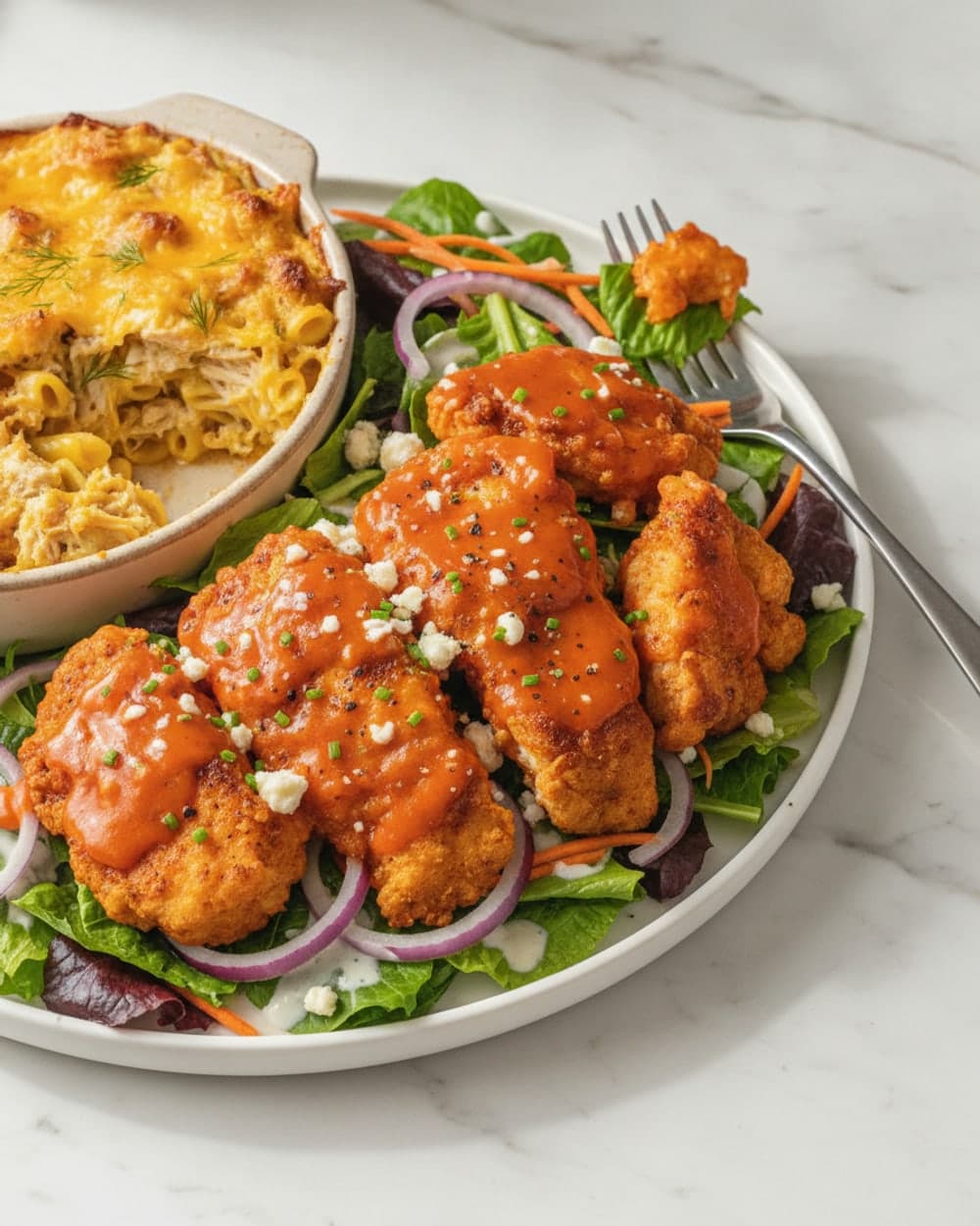 Buffalo Salad and Ranch Casserole