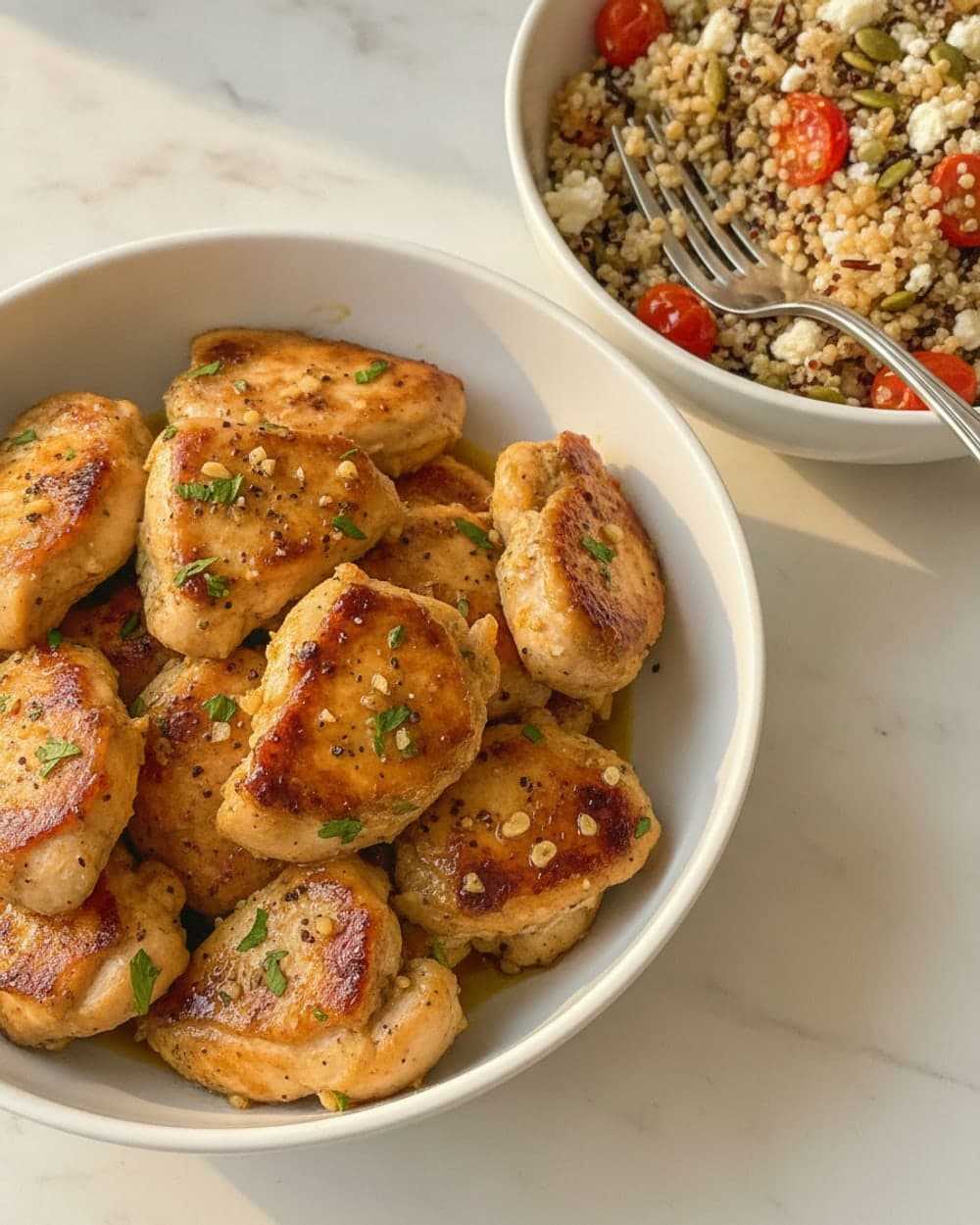 Garlic Pan Chicken and Grain Bowls
