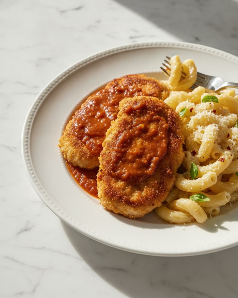 Crisp Cutlets and Parmesan Pasta
