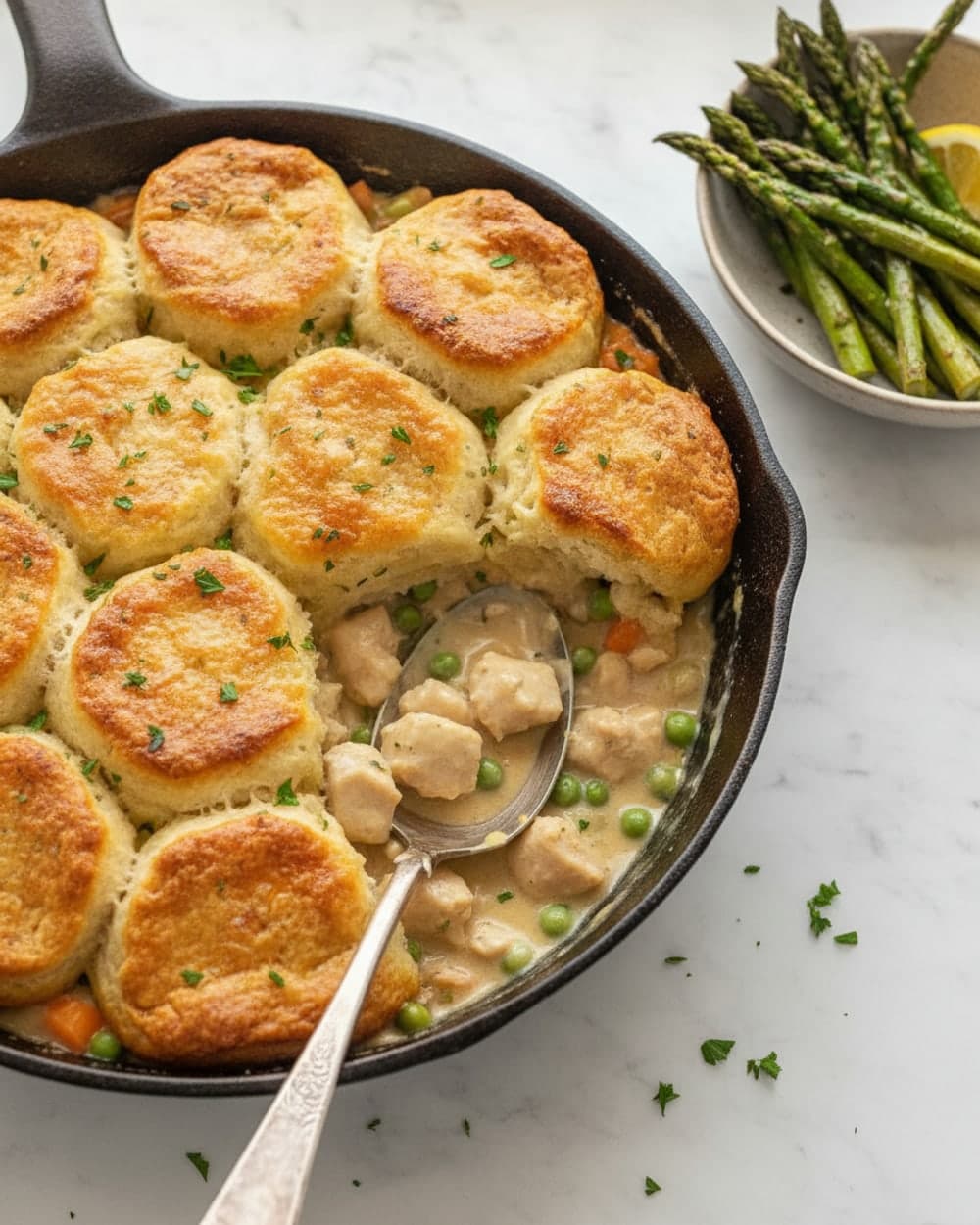 Chicken Pot Pie and Biscuit Skillet