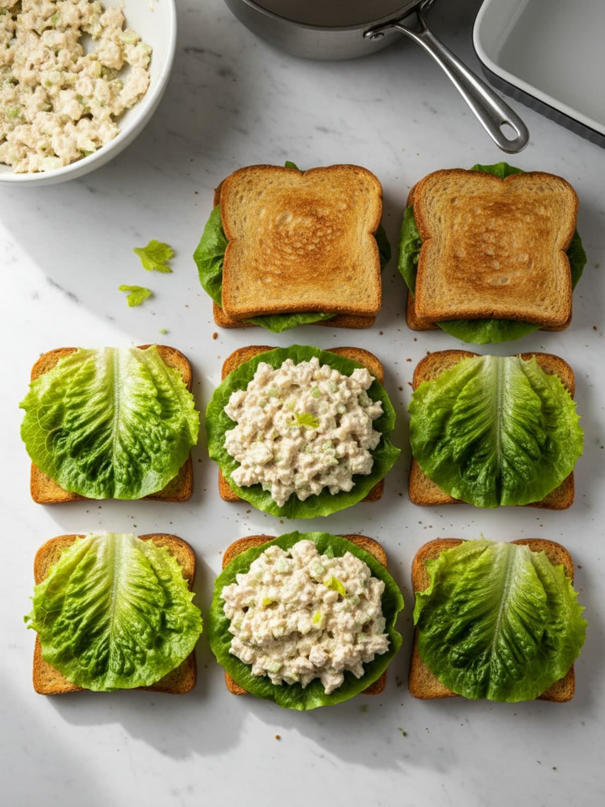 Chicken Salad Sandwich with Crisp Celery: Build a moisture barrier