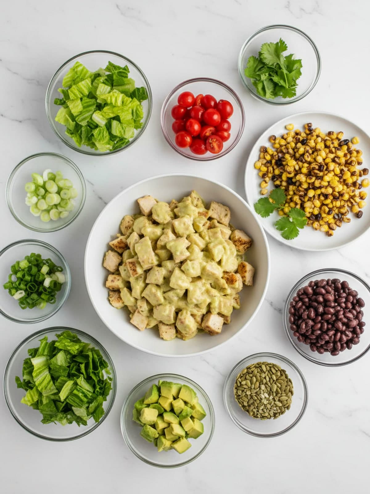 Ingredients for Southwest Chicken Salad with Creamy Lime Dressing