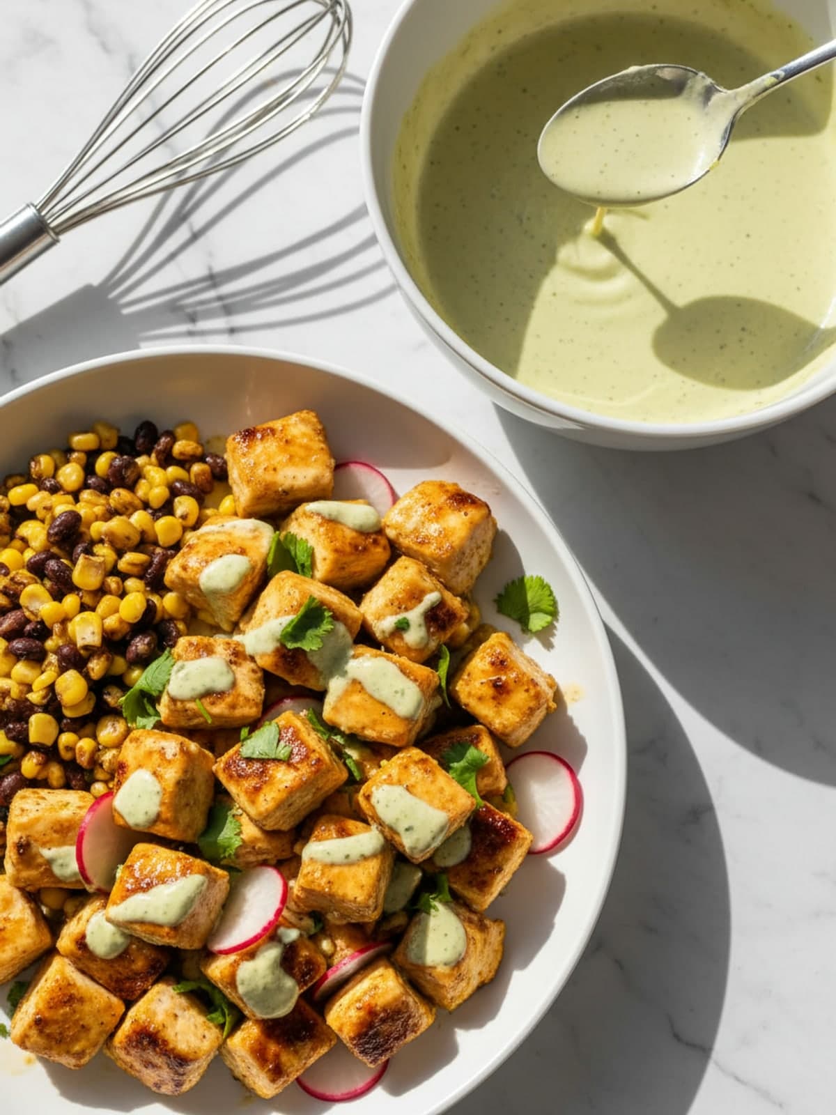 Southwest Chicken Salad with Creamy Lime Dressing: Whisk the dressing