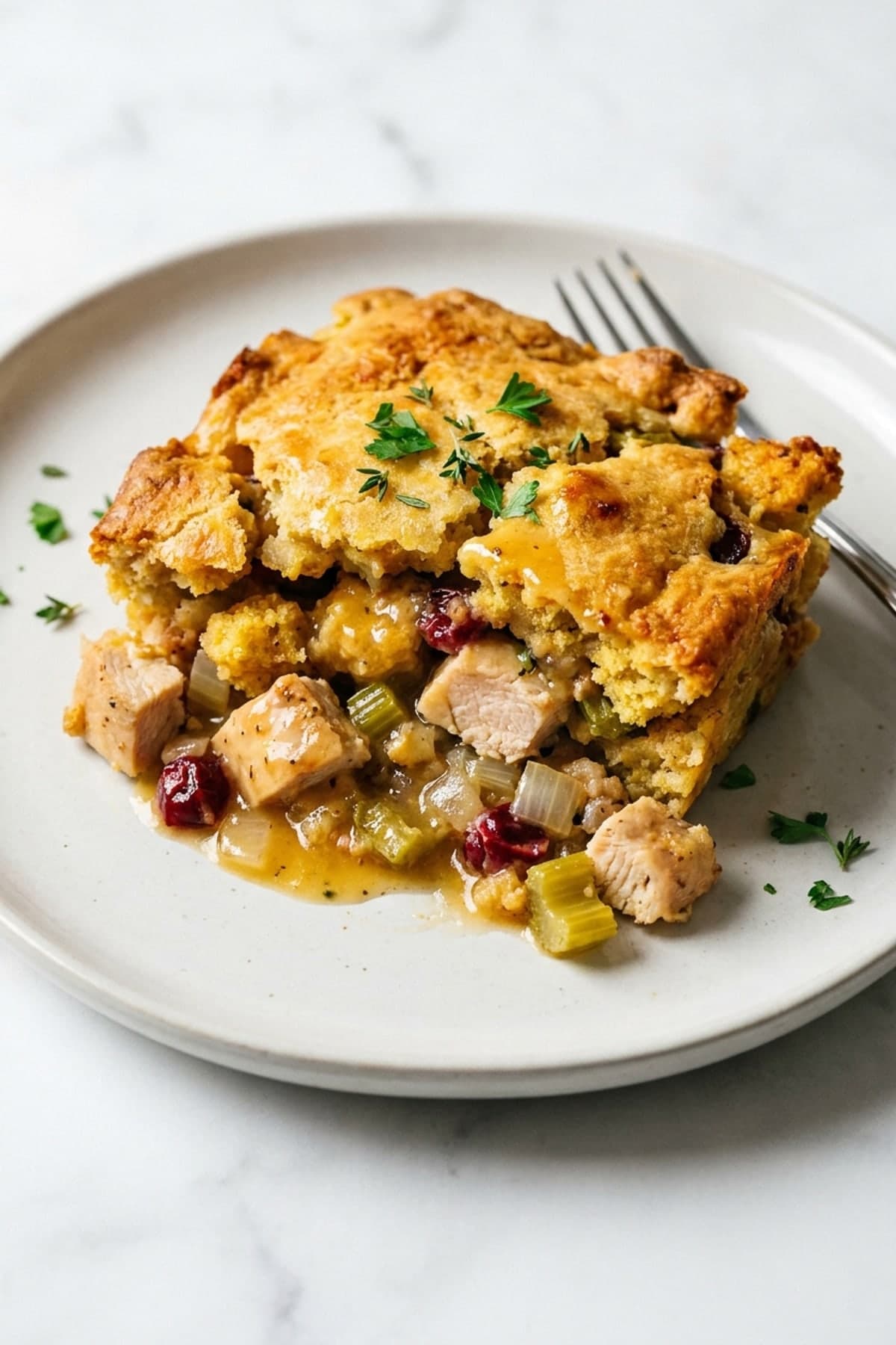 Chicken Stuffing Casserole for Make-Ahead Dinners ready to serve