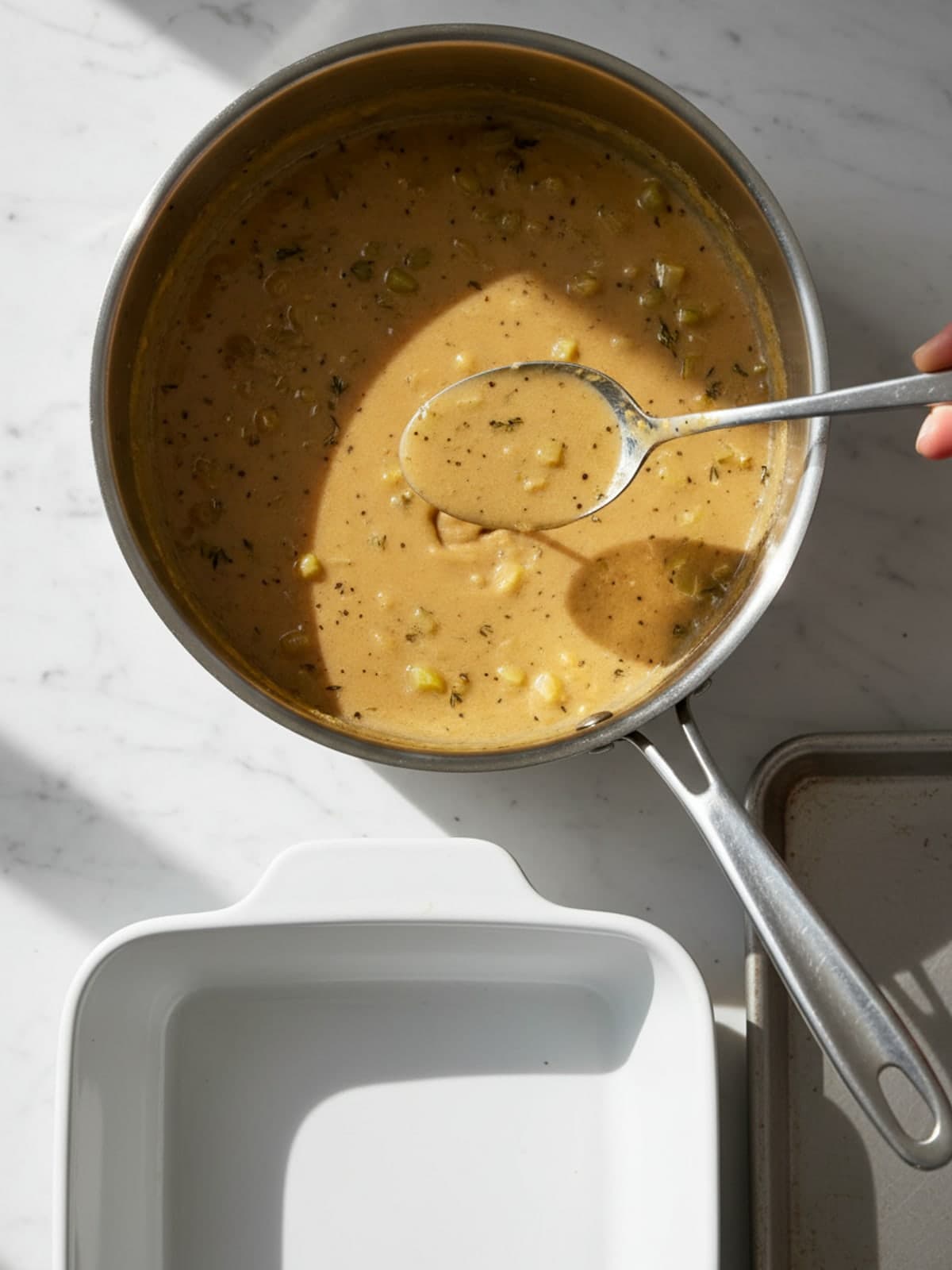 Chicken Stuffing Casserole for Make-Ahead Dinners: Make the light gravy