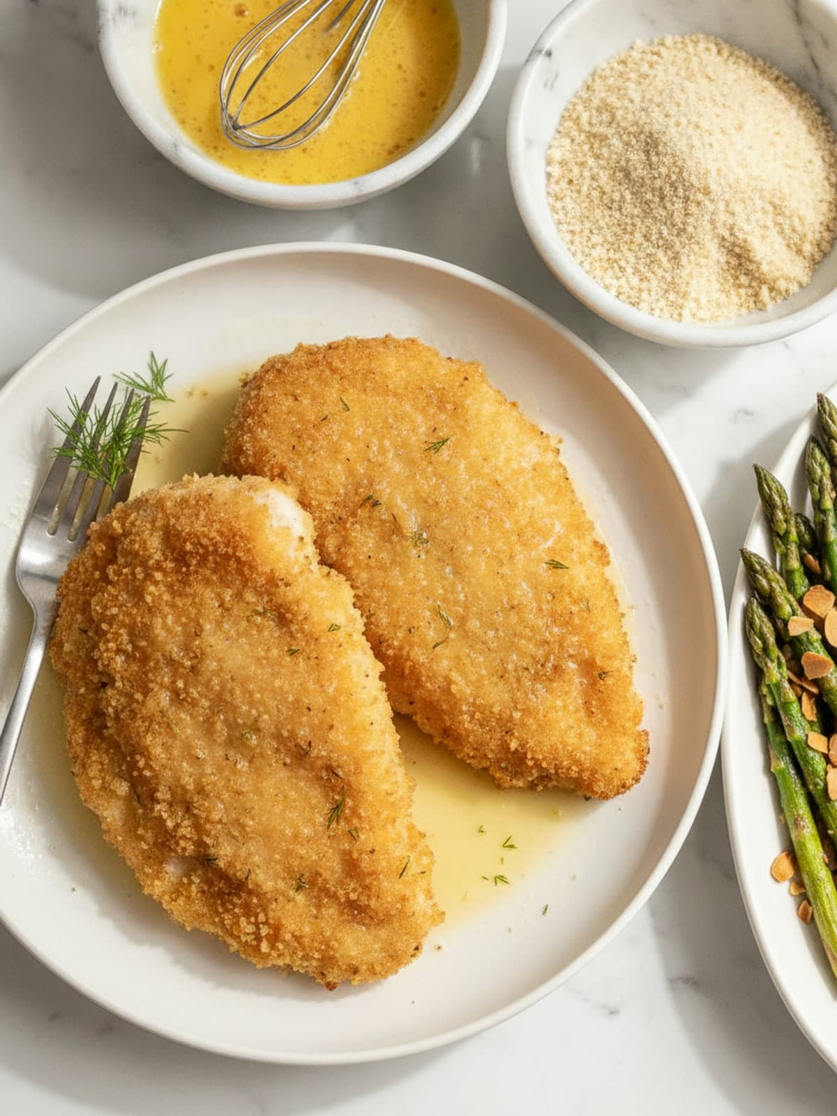 Baked Breaded Chicken Cutlets: Whisk binder