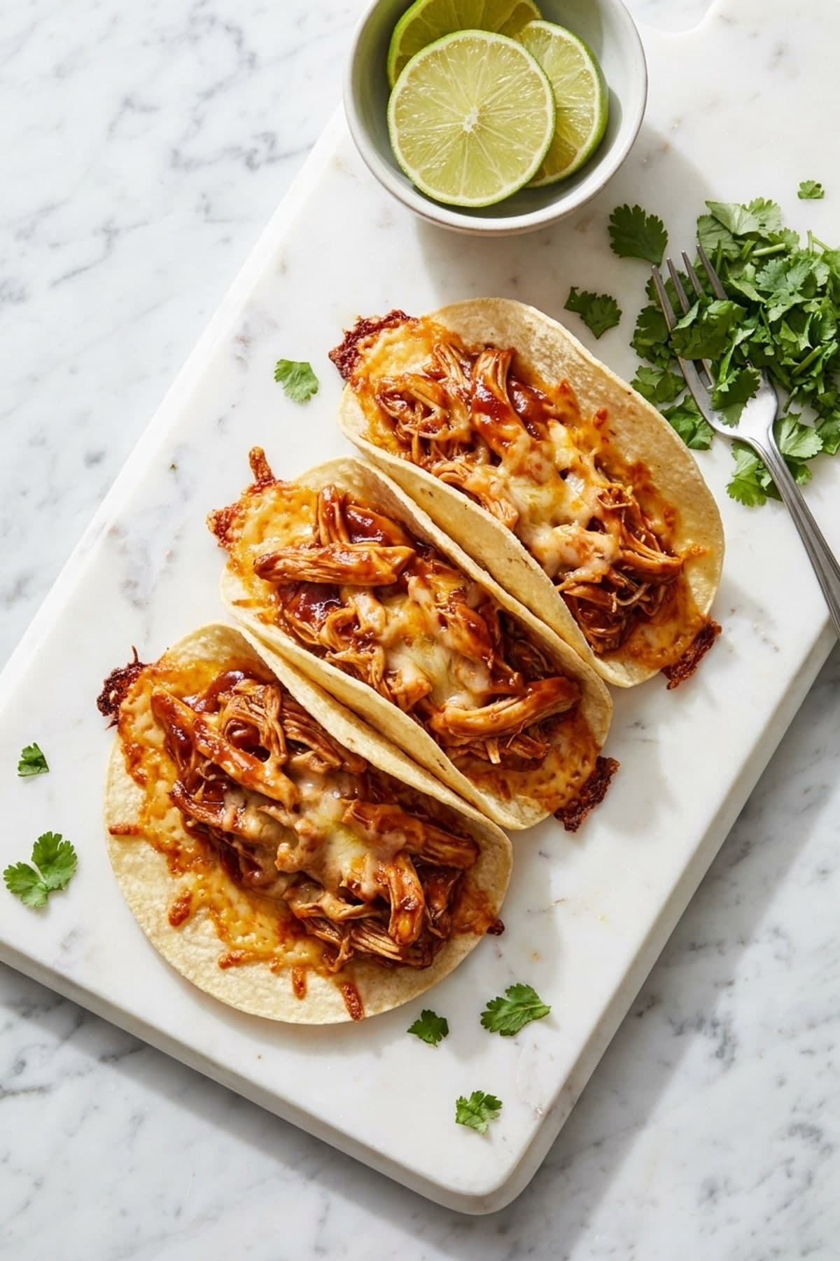 Baked Chicken Tacos with Crisp Cheese Edges
