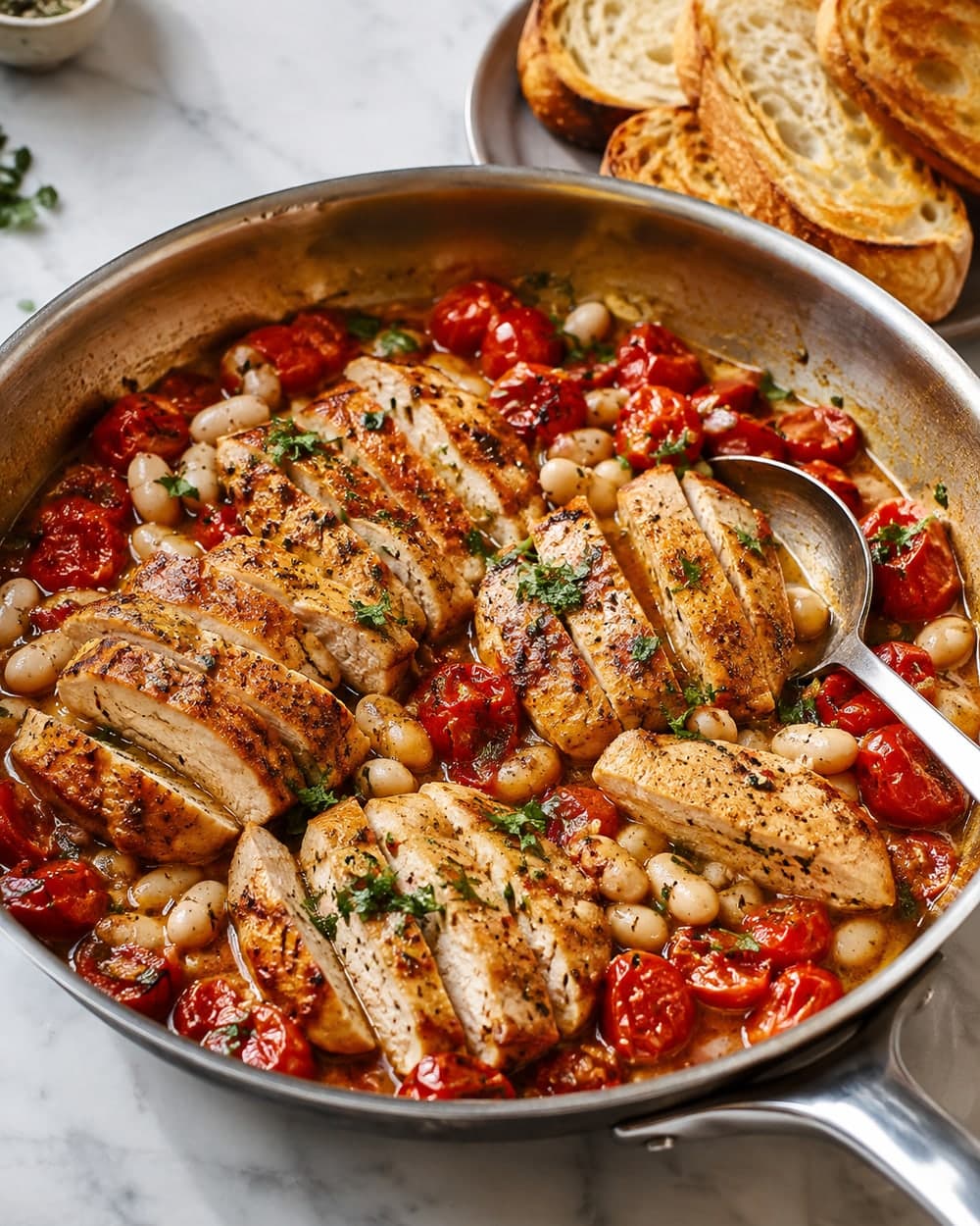 Skillet Chicken Breast with Tomatoes and White Beans