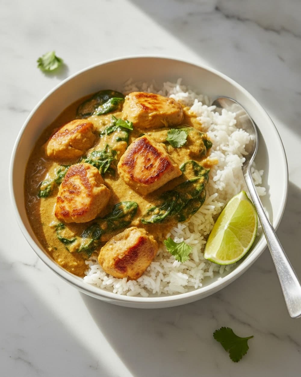 Chicken Breast Coconut Curry with Spinach