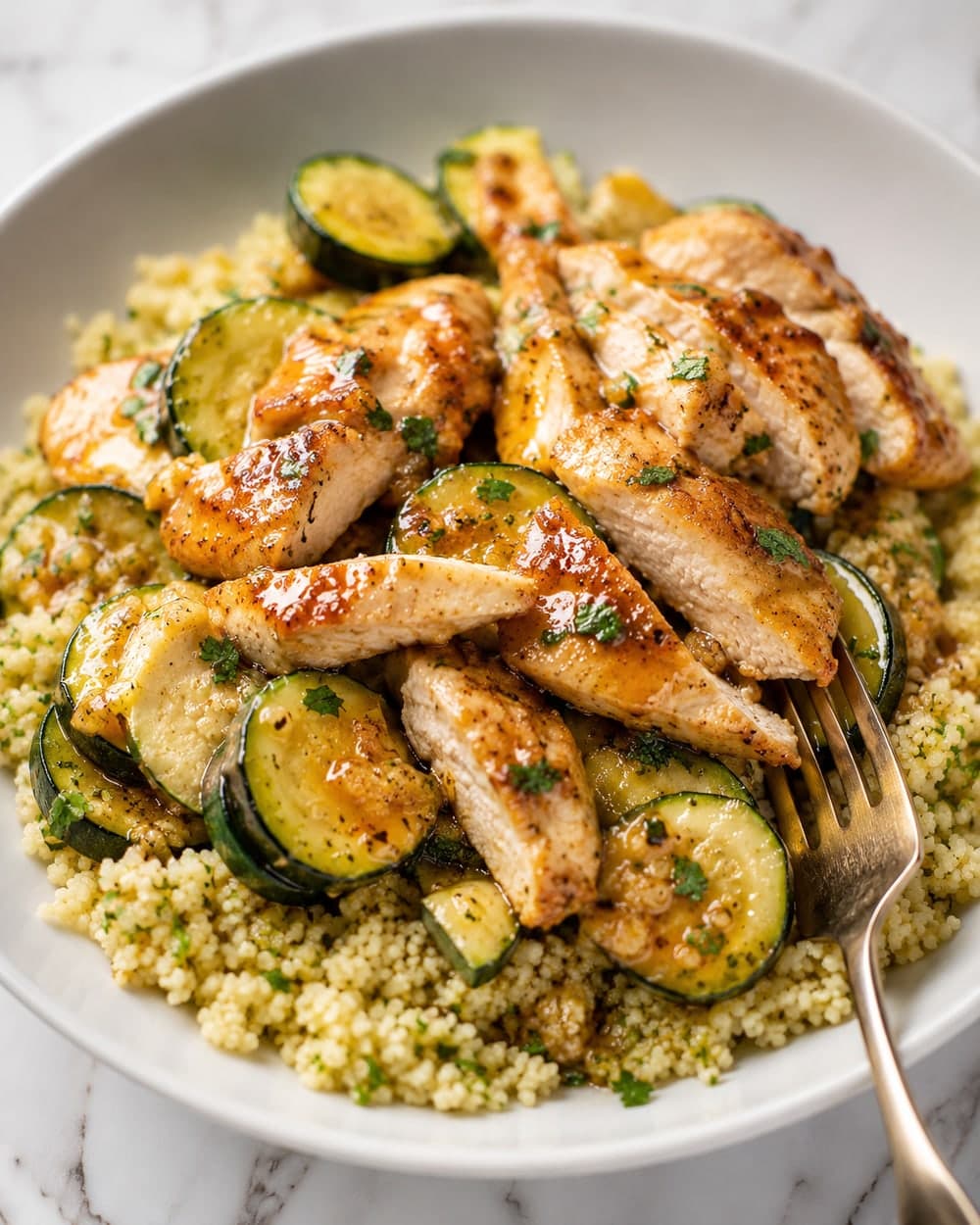 Garlic Chicken Breast with Couscous and Zucchini