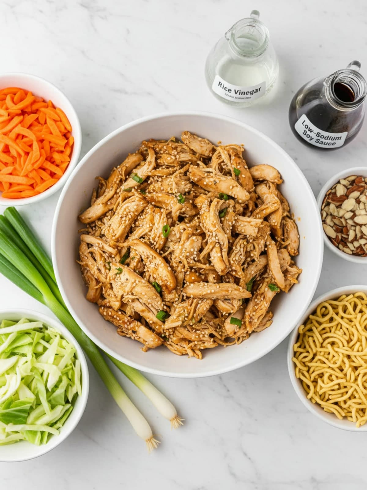 Ingredients for Chinese Chicken Salad with Sesame and Almonds