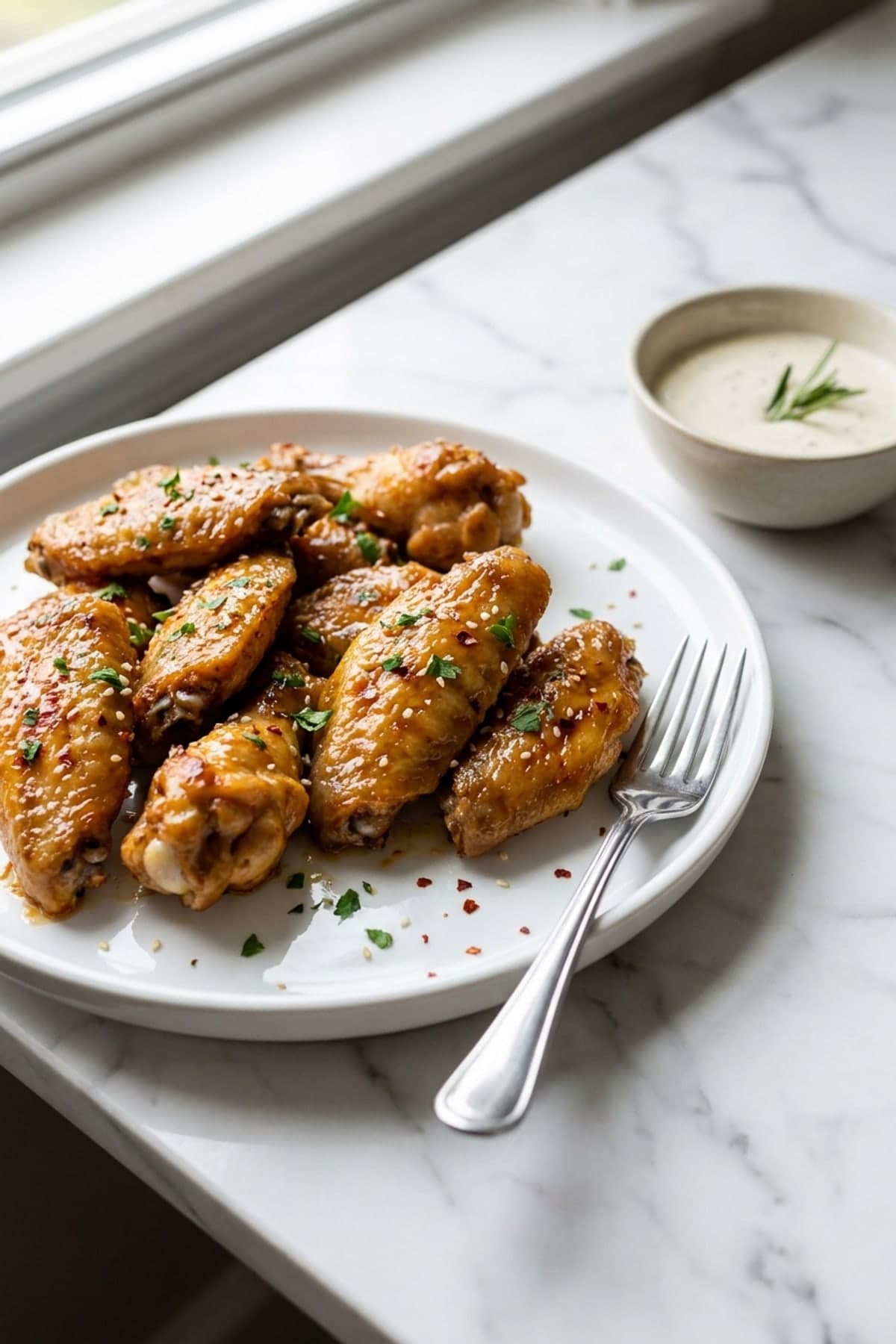 Crispy Baked Chicken Wings ready to serve