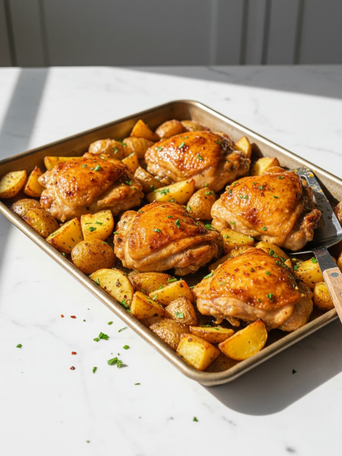 Dairy Free Roast Chicken Thighs with Potatoes: Heat the oven