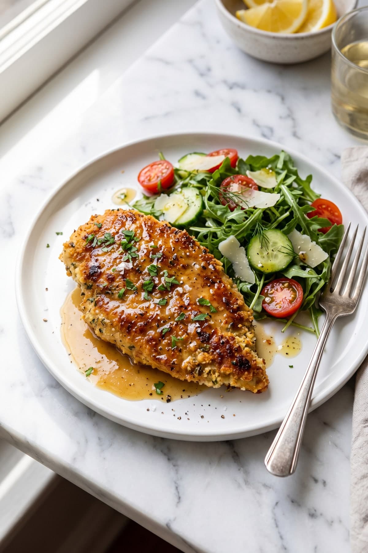 Gluten Free Chicken Cutlets with Almond Flour Crust ready to serve