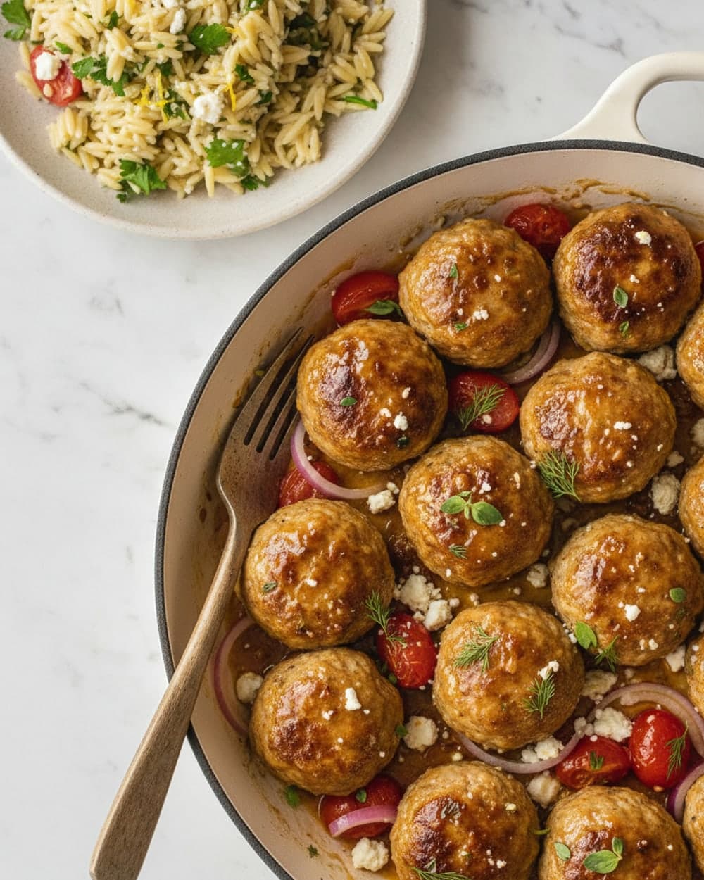 Greek Chicken Skillet Meatballs