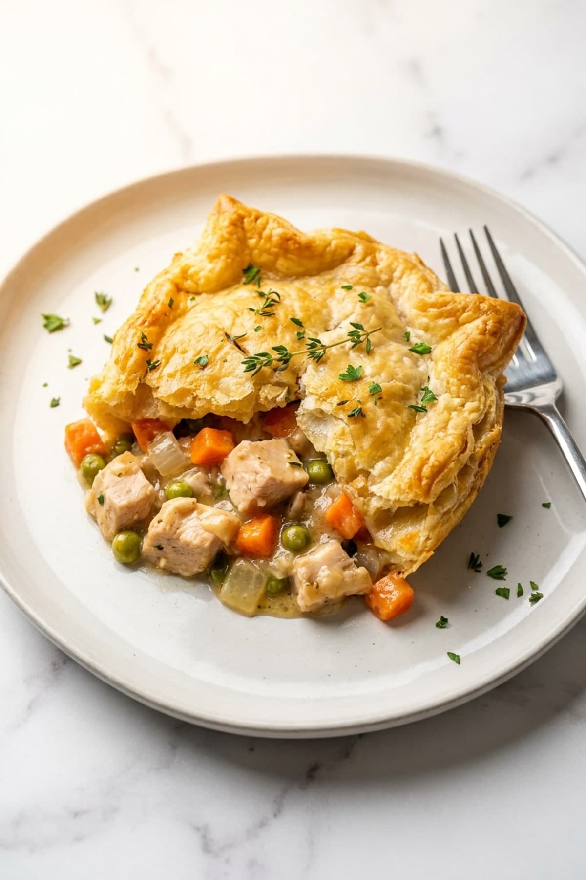 Chicken Pot Pie Casserole ready to serve